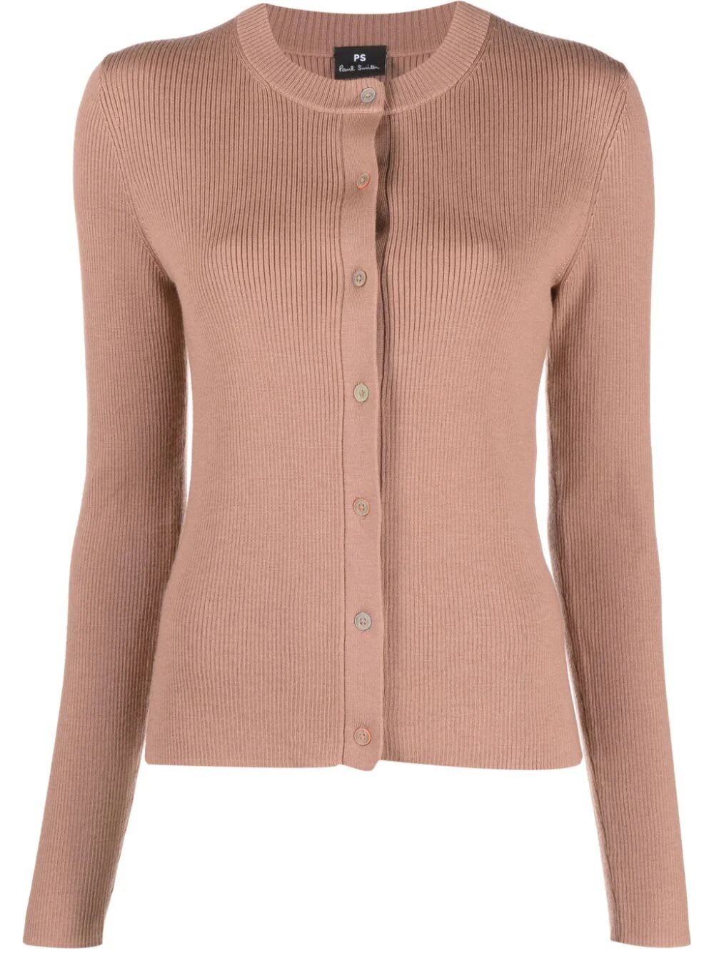 Shop Ps By Paul Smith Knitted Buttoned Cardigan In Tan