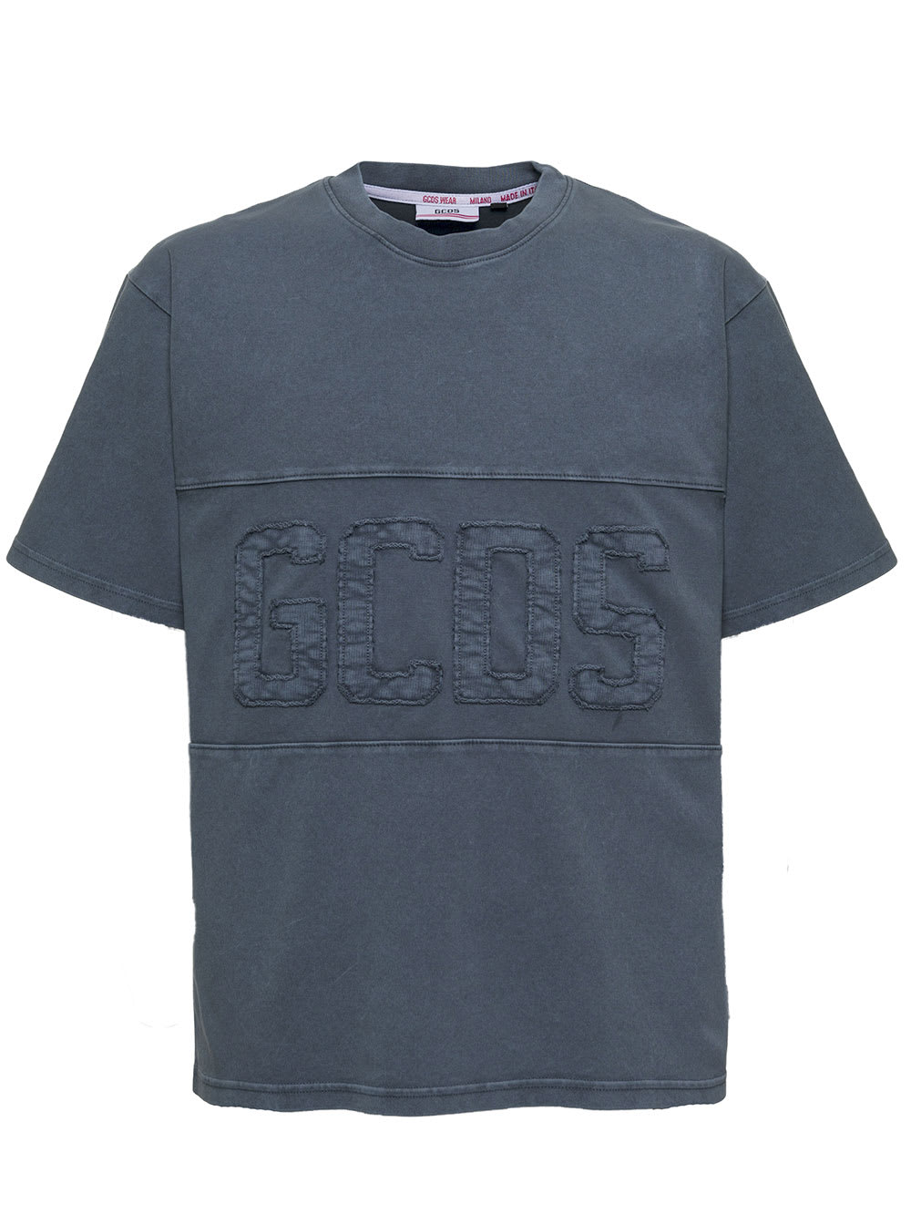 GCDS Blue Cotton T-shirt With Logo