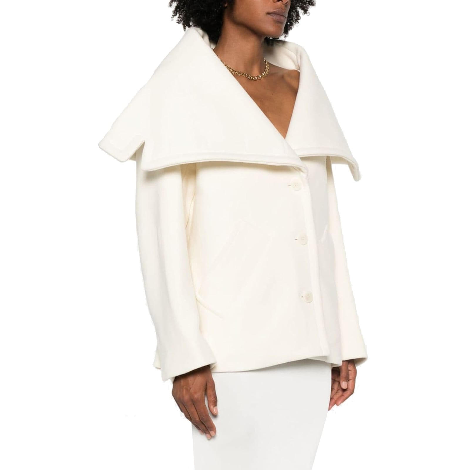 Jacquemus Draped-collar Virgin Wool Jacket With Oversized Pockets In Neutral