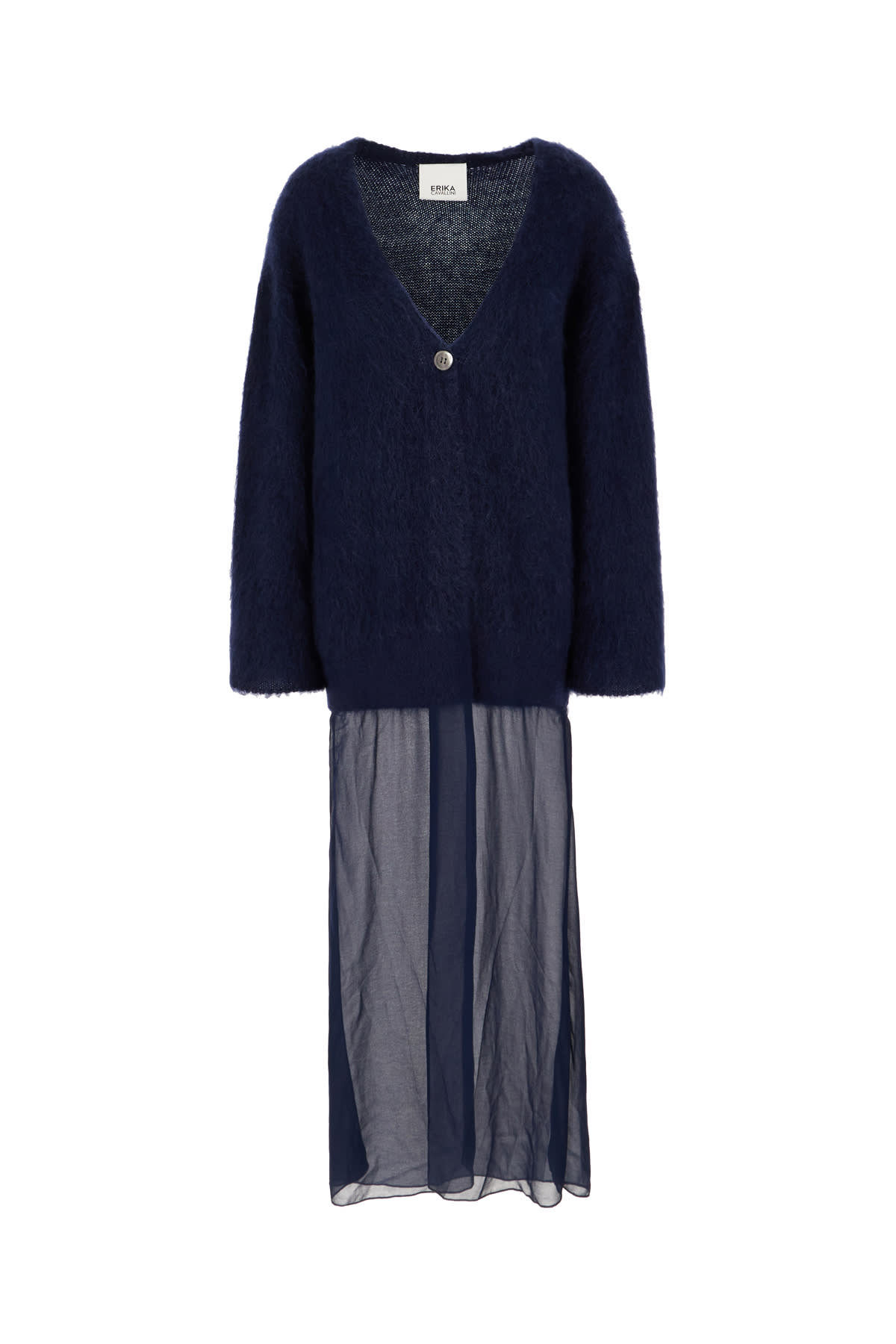 ERIKA CAVALLINI BLUE MOHAIR BLEND CARDIGAN 