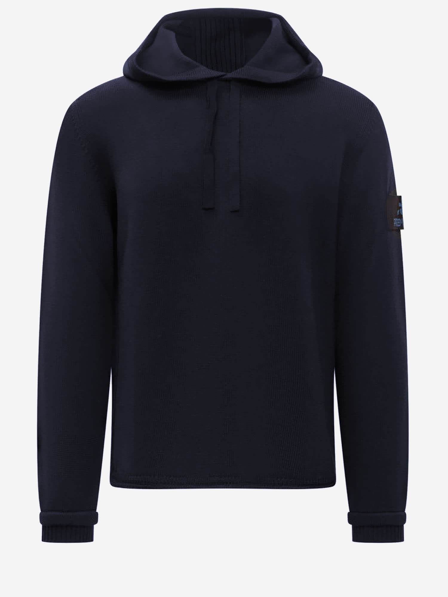 Premiata Merino Wool Hooded Sweater In Blue