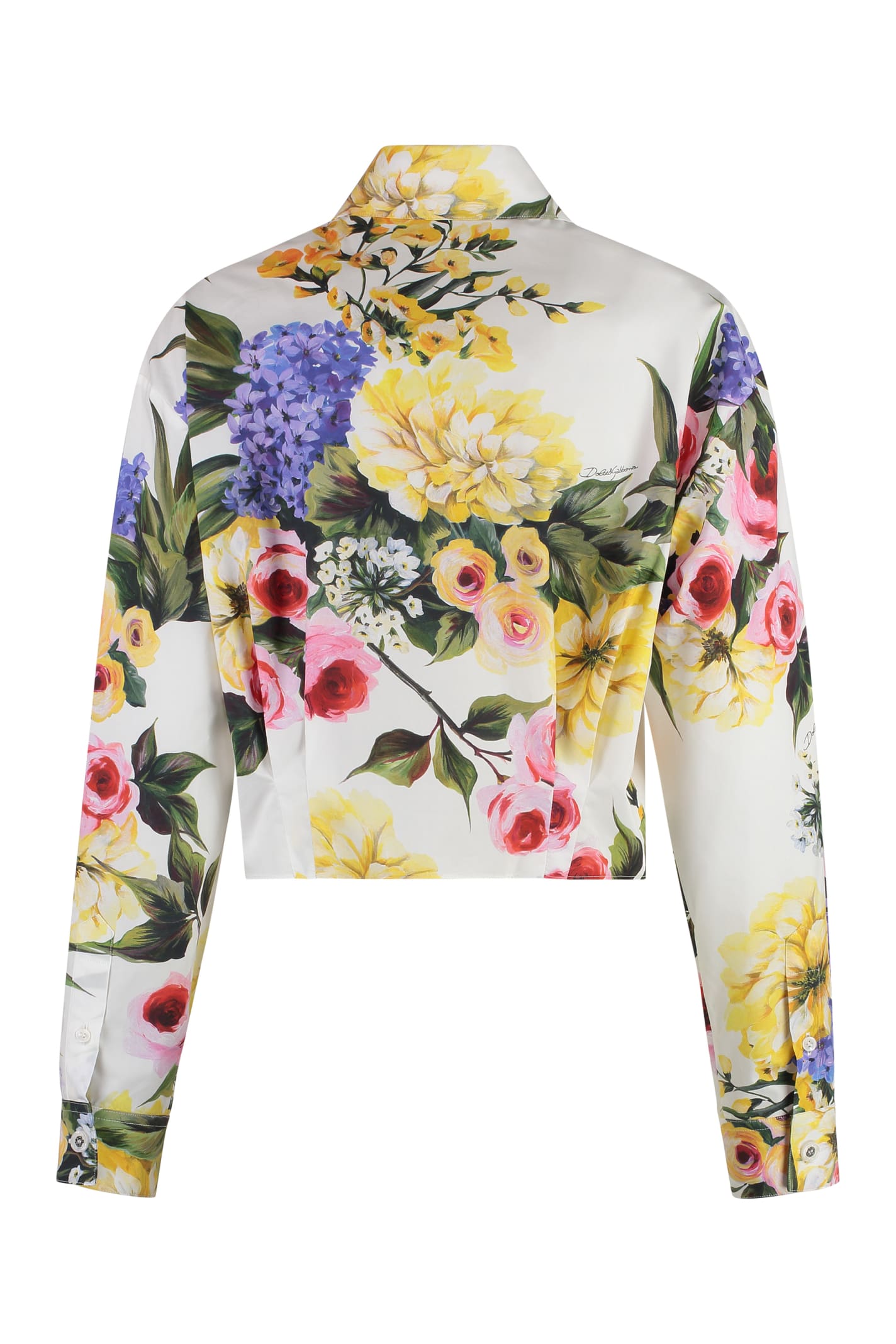 Shop Dolce & Gabbana Floral Print Cotton Blouse In White