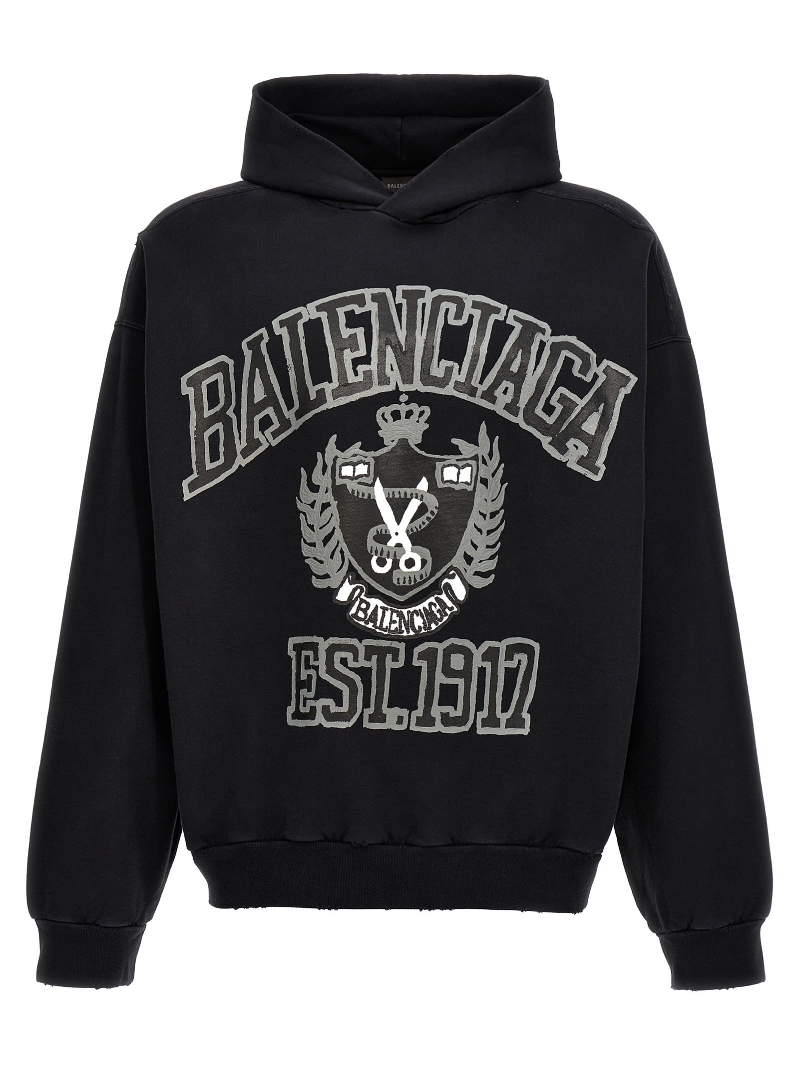 Shop Balenciaga Dyi College Hoodie In Black