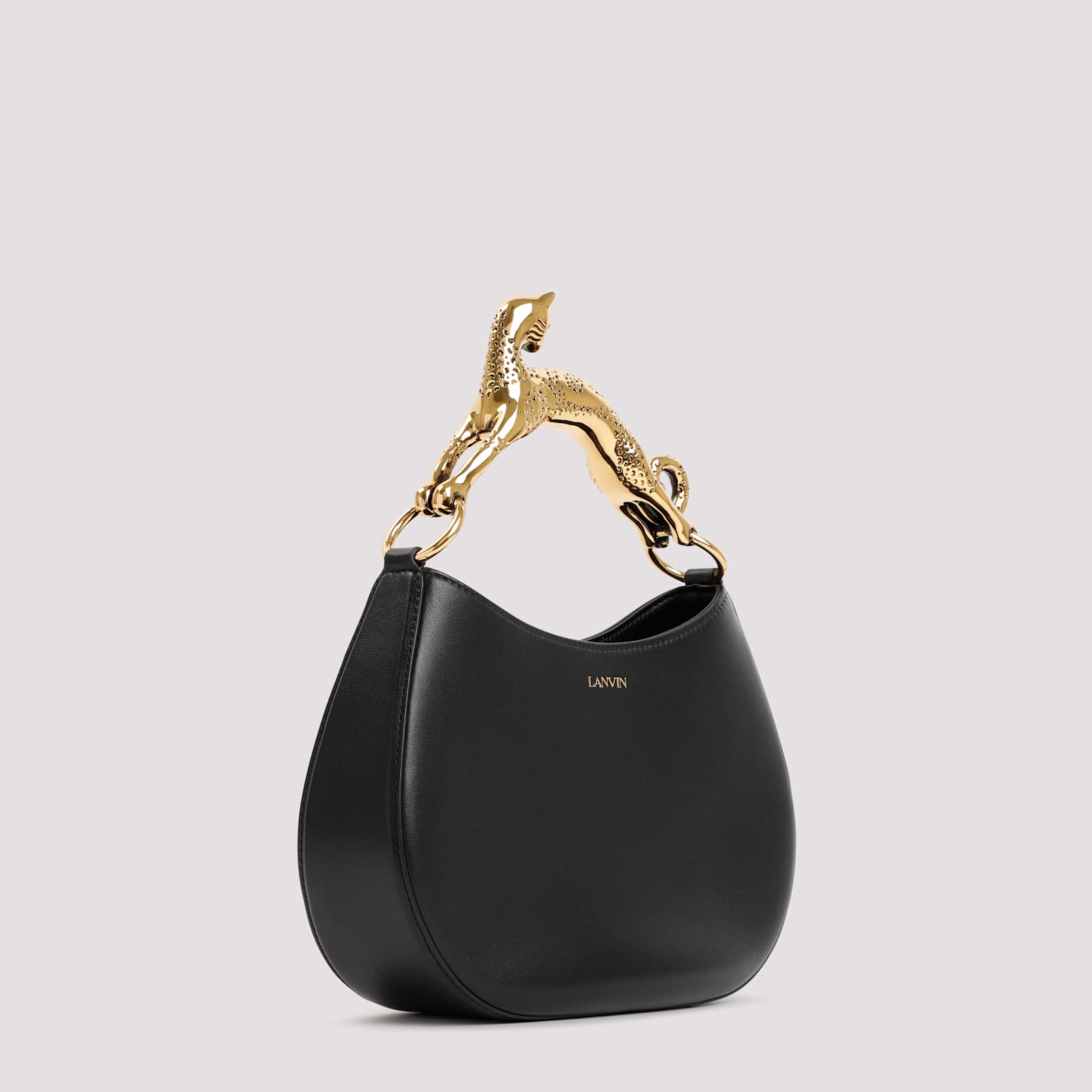 Shop Lanvin Embellished-handle Hobo Bag In Black