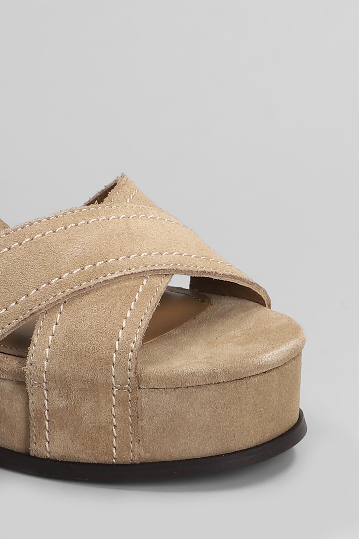 Ash Heeled Sandals Stud Embellishments In Beige