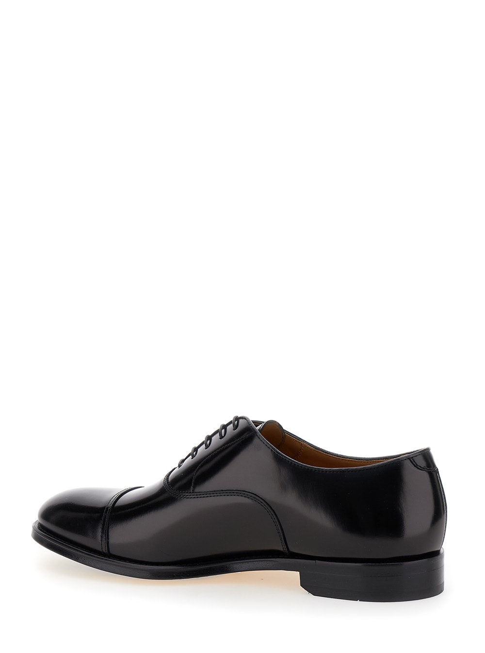 Shop Doucal's Black Oxford Shoes With Five Holes In Smooth Leather Man