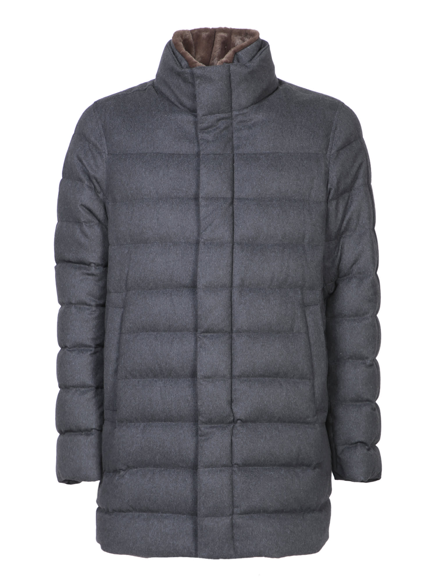 Blue Cashmere Fur Three-quarter Coat