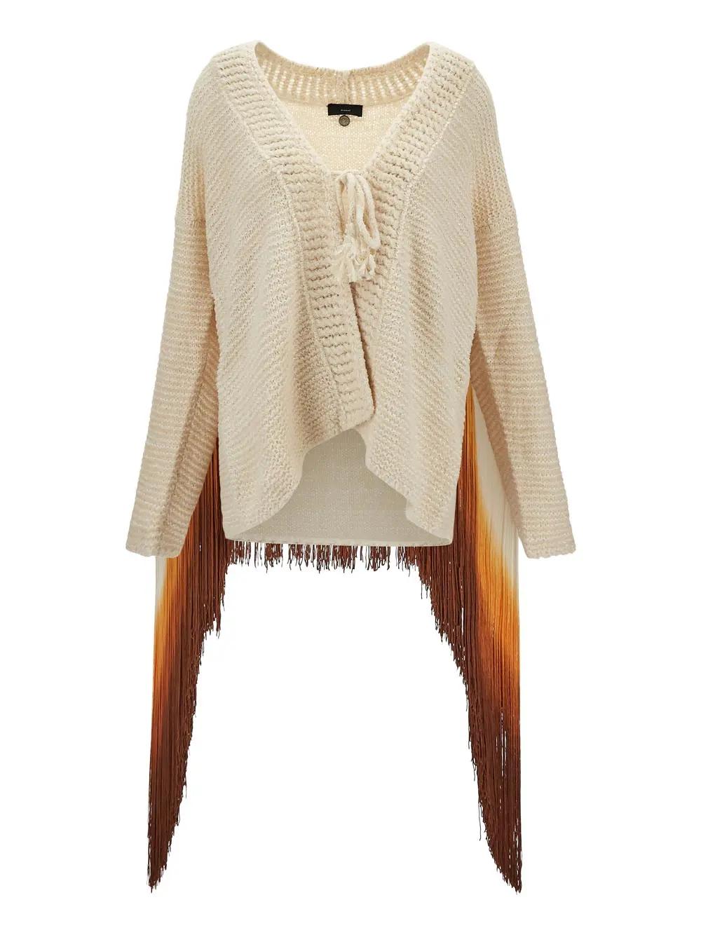 Shop Alanui Bright Hues Fringed Cardigan In Yellow Cream