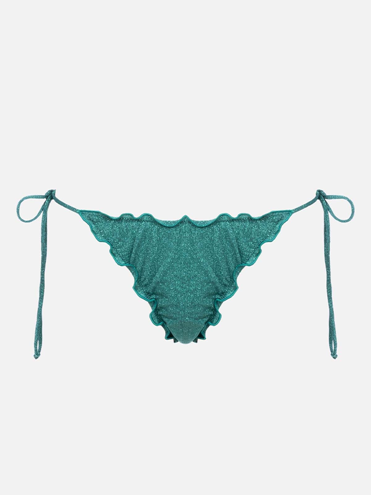 Shop Mc2 Saint Barth Woman Teal Lurex Cheeky Swim Briefs Miami In Green