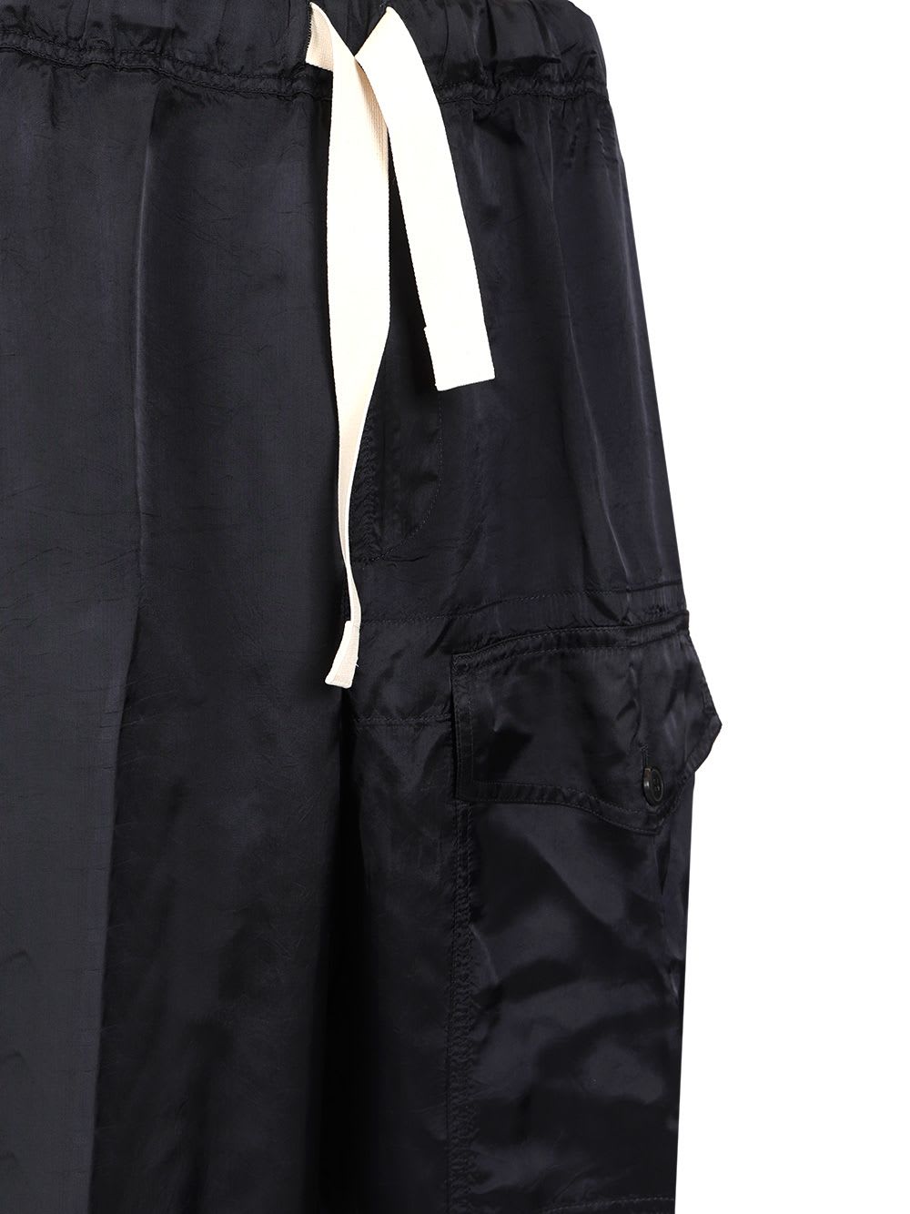 Dries Van Noten Viscose Drawstring Pants Trousers Blue In Blue