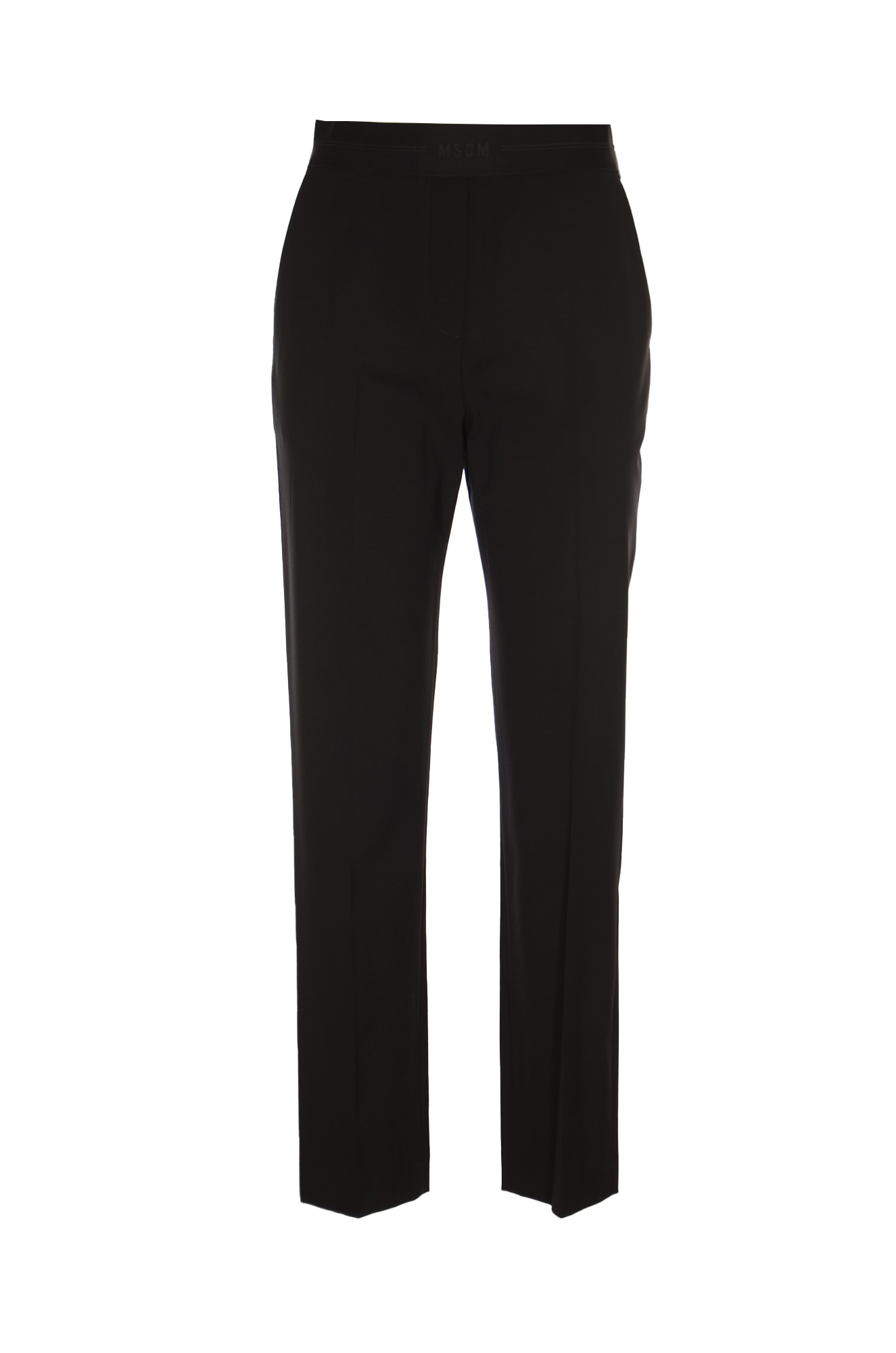 Shop Msgm Logo Fitted Trousers In Black