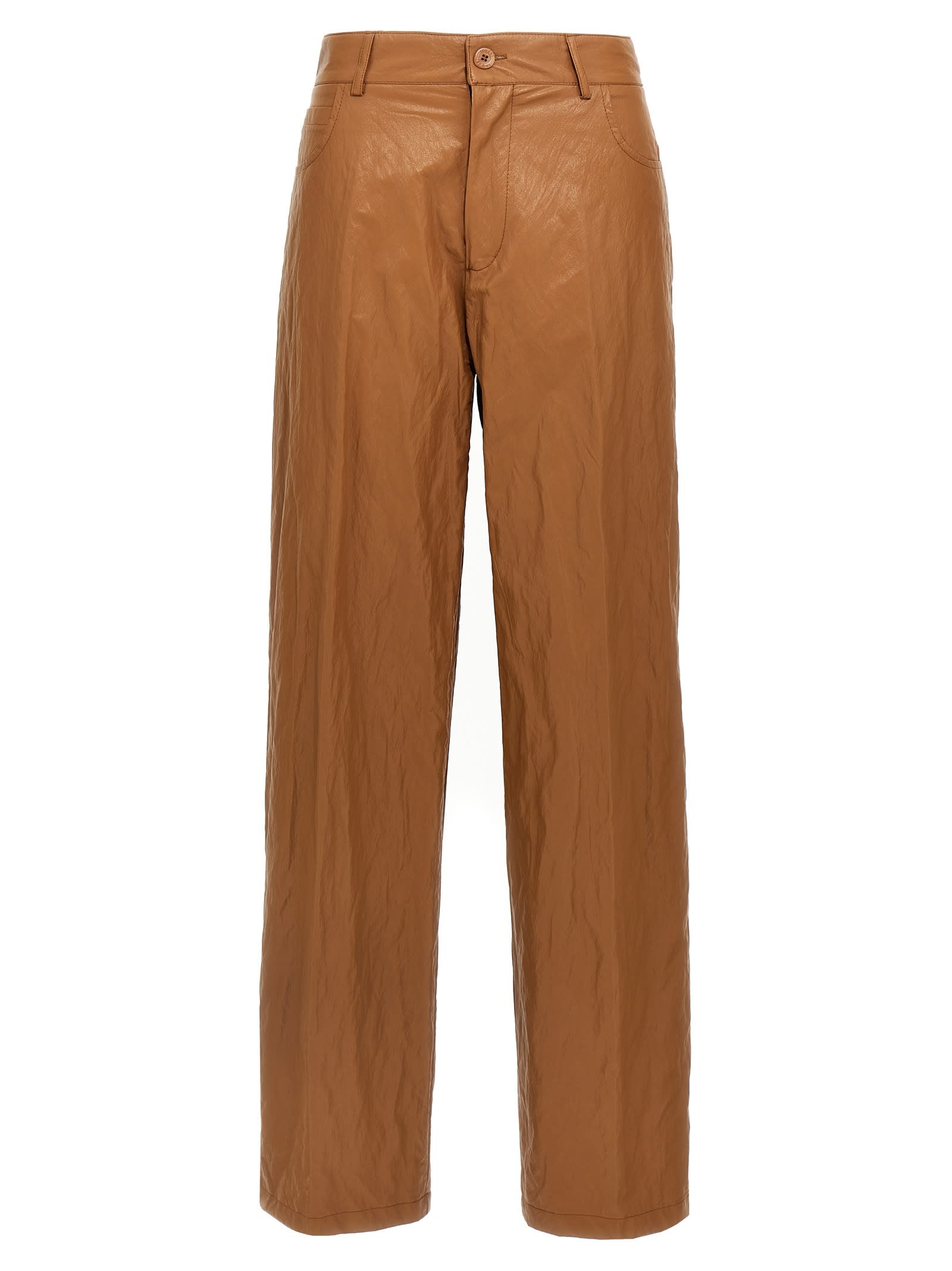 (nude) Leather-effect Pants