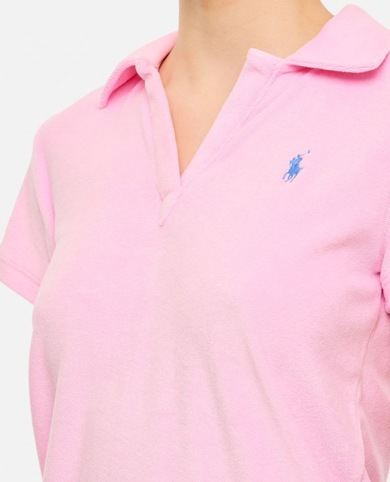Shop Polo Ralph Lauren Terry Short Sleeves Polo Shirt In Rose