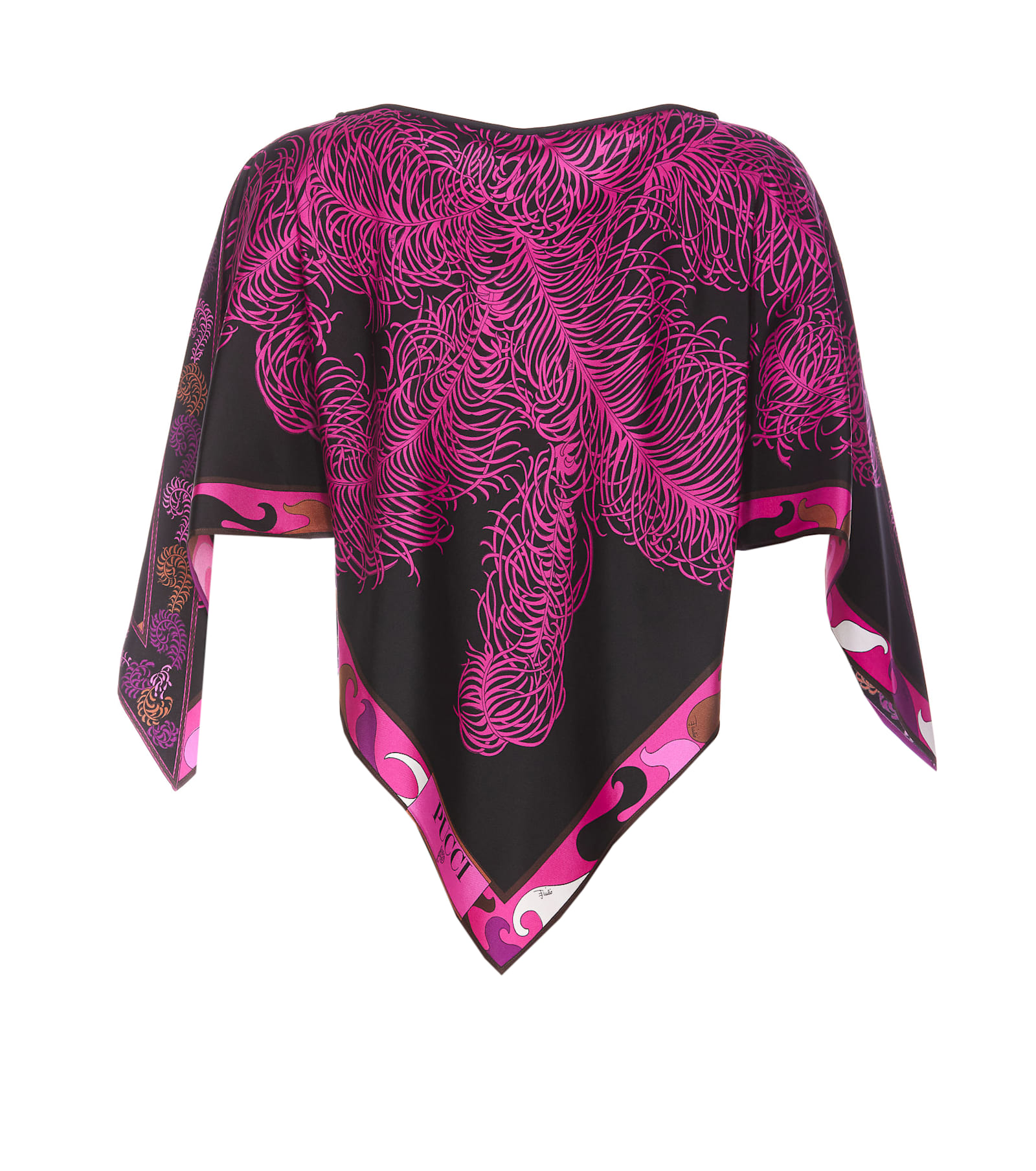 Shop Pucci Kaftan Top With Iride And Swan Print In Pink