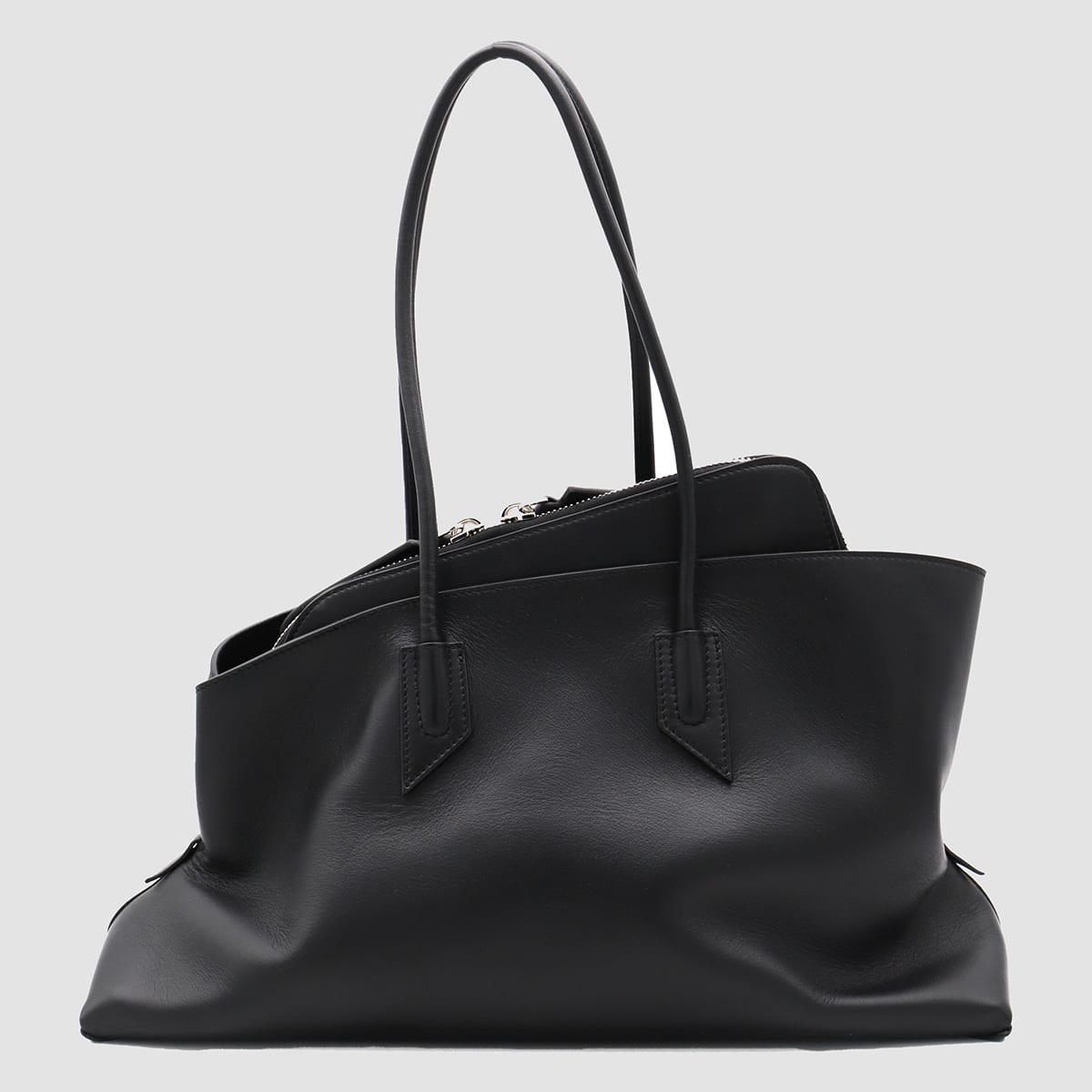 Attico Black Leather Shoulder Bag In Black