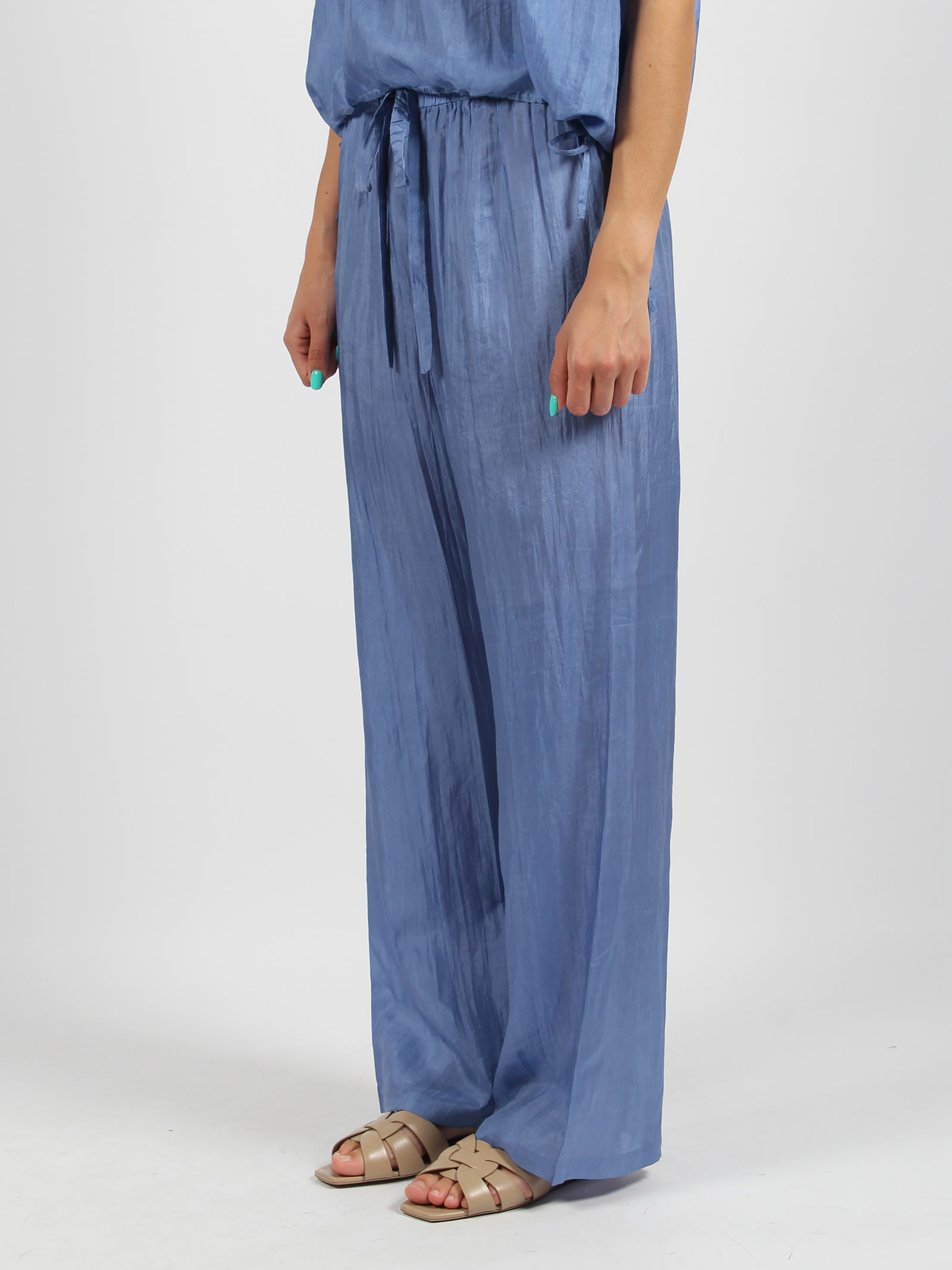 Shop The Rose Ibiza Silk Trousers In Blue