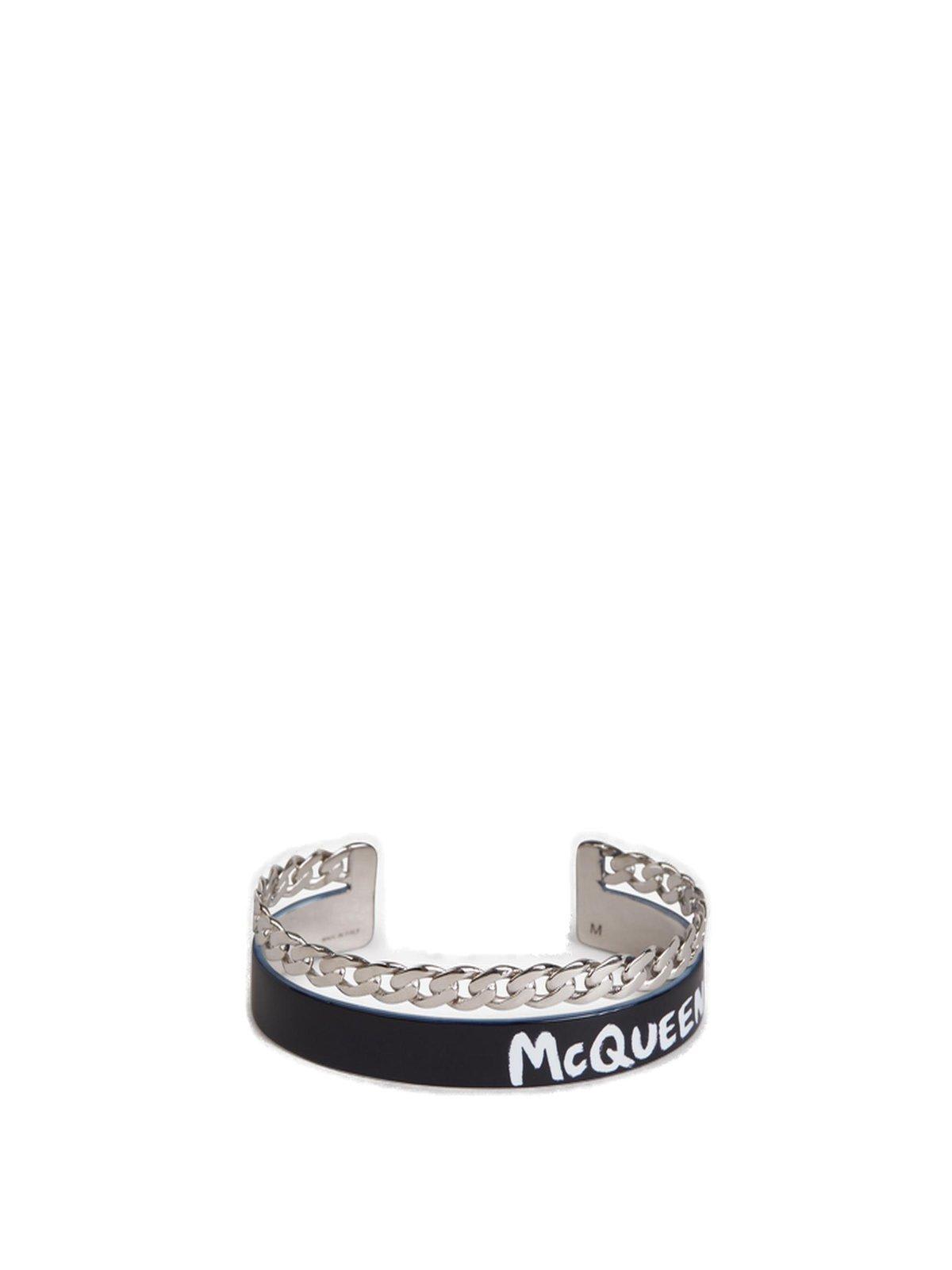 Alexander McQueen Logo Print Chain Link Bracelet