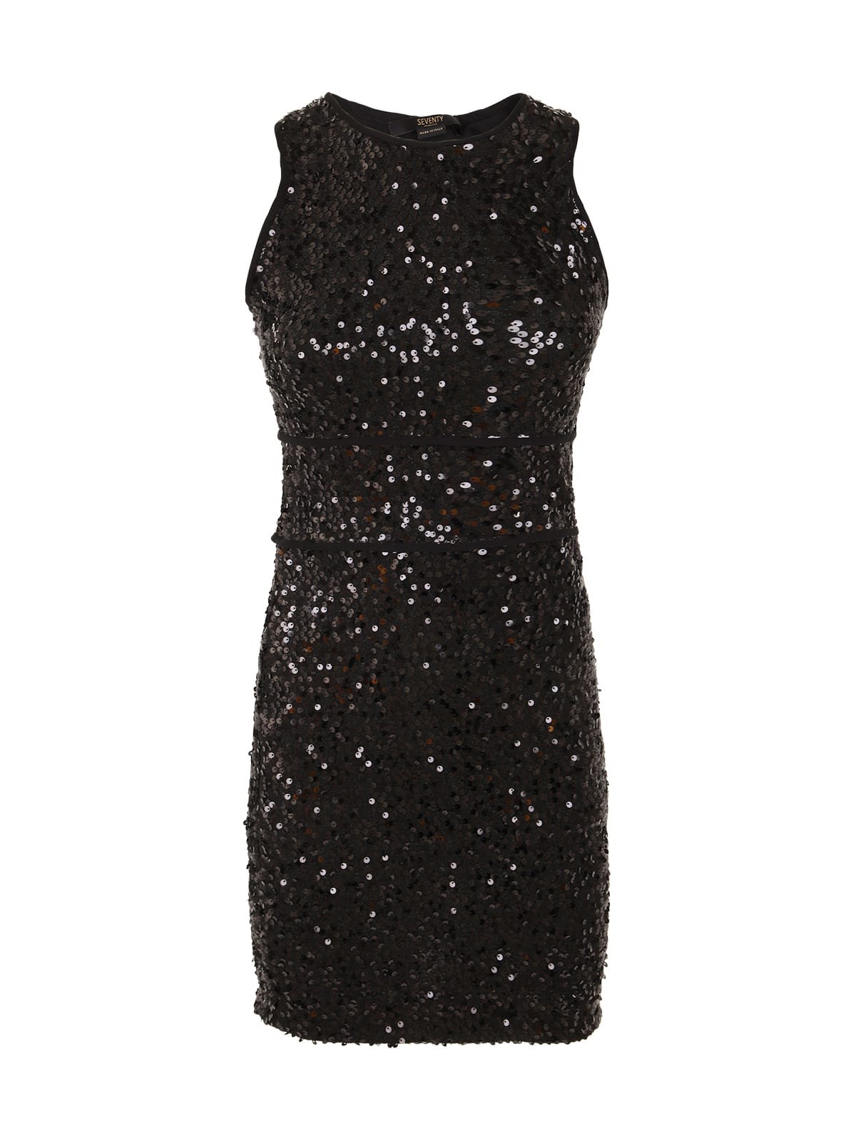 Seventy Sequined Mini Dress With Halter Neckline In Black