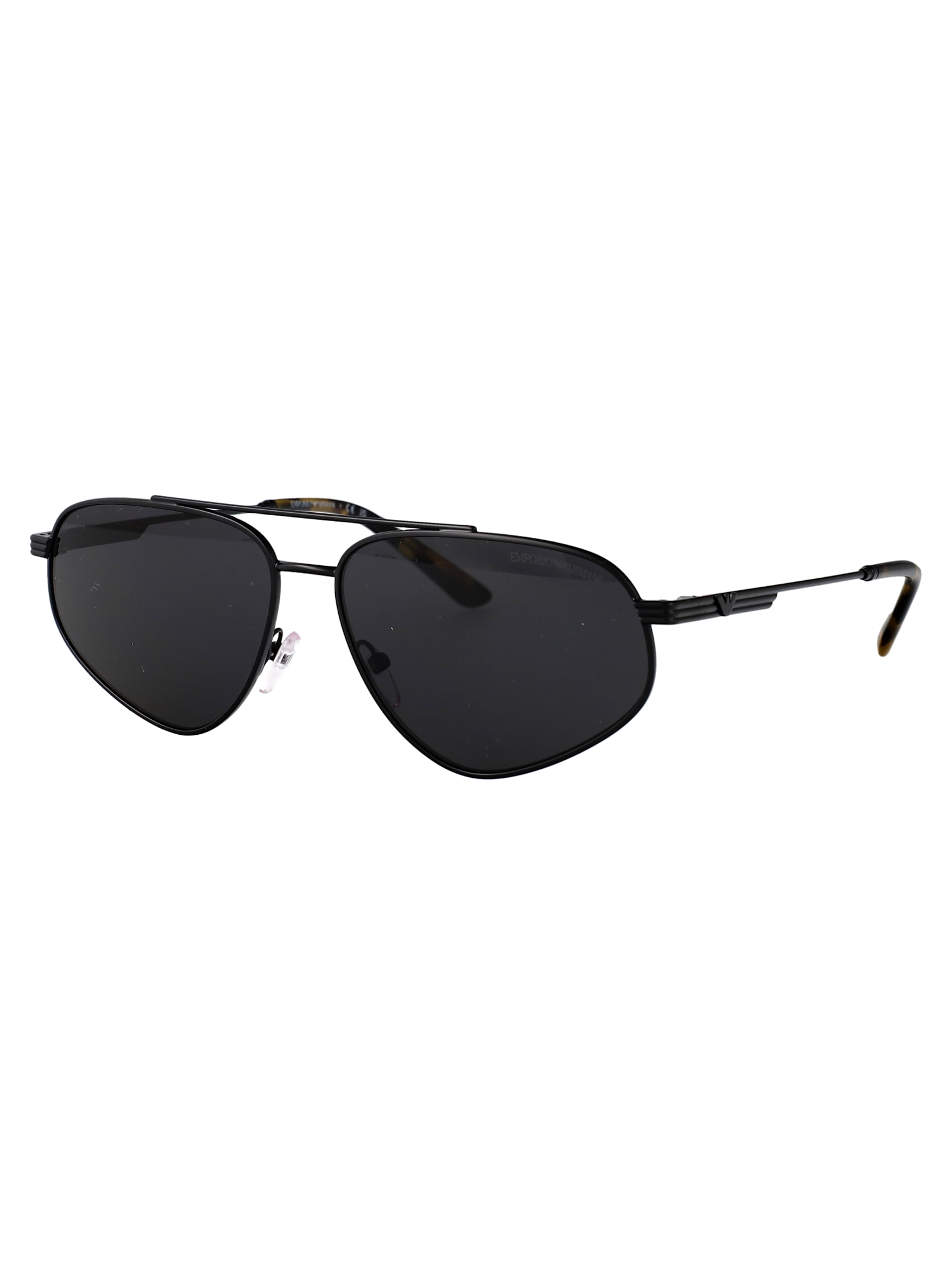 Emporio Armani Nero Opaco Metal Sunglasses In Black