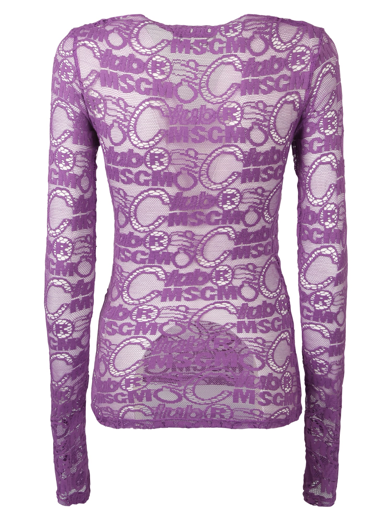 Msgm Blusa Collo V  Pizzo Viola In Purple