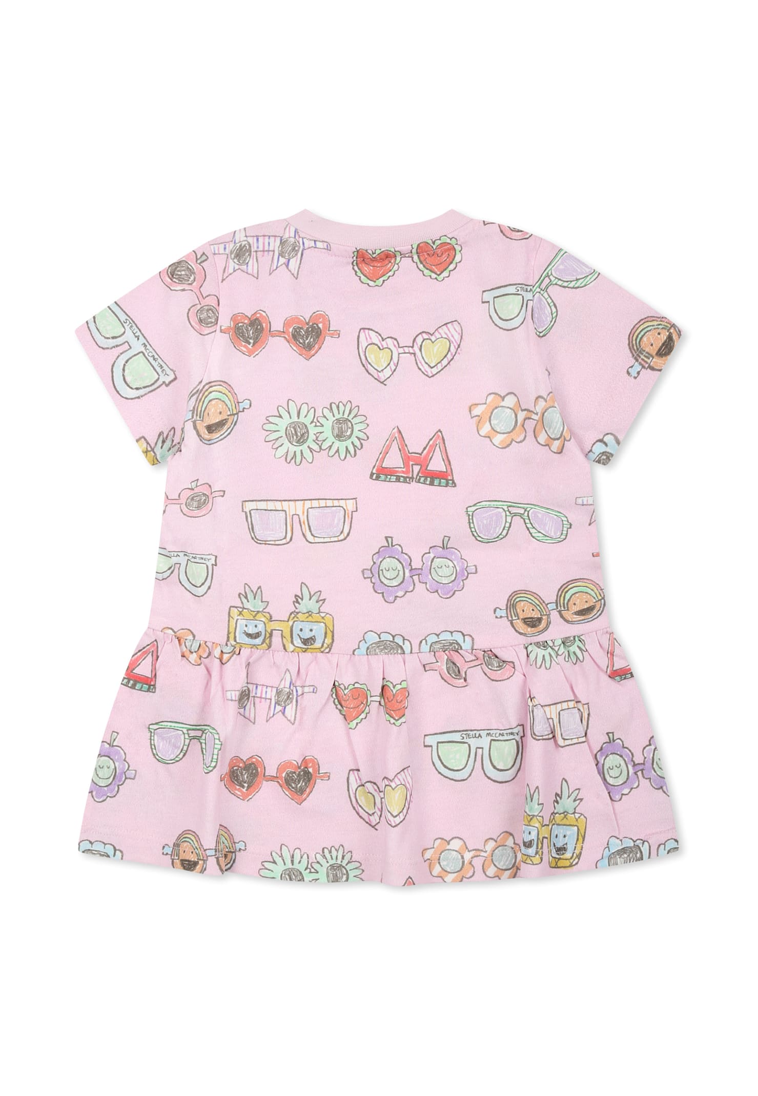 Stella Mccartney Lilac Dress For Baby Girl With Sunglasses In Multicolor