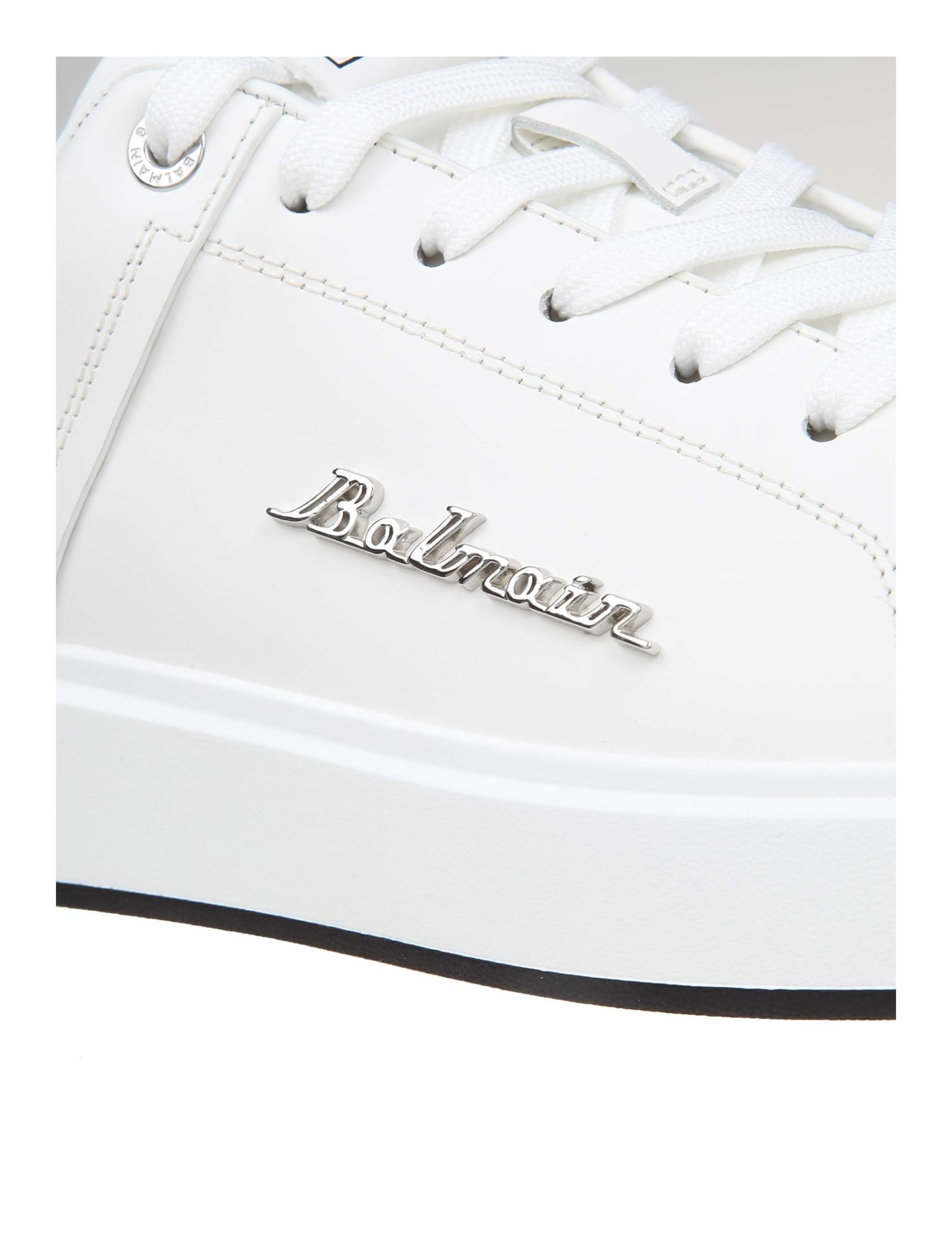 Shop Balmain B-court Sneakers In Black And White Leather In White/black