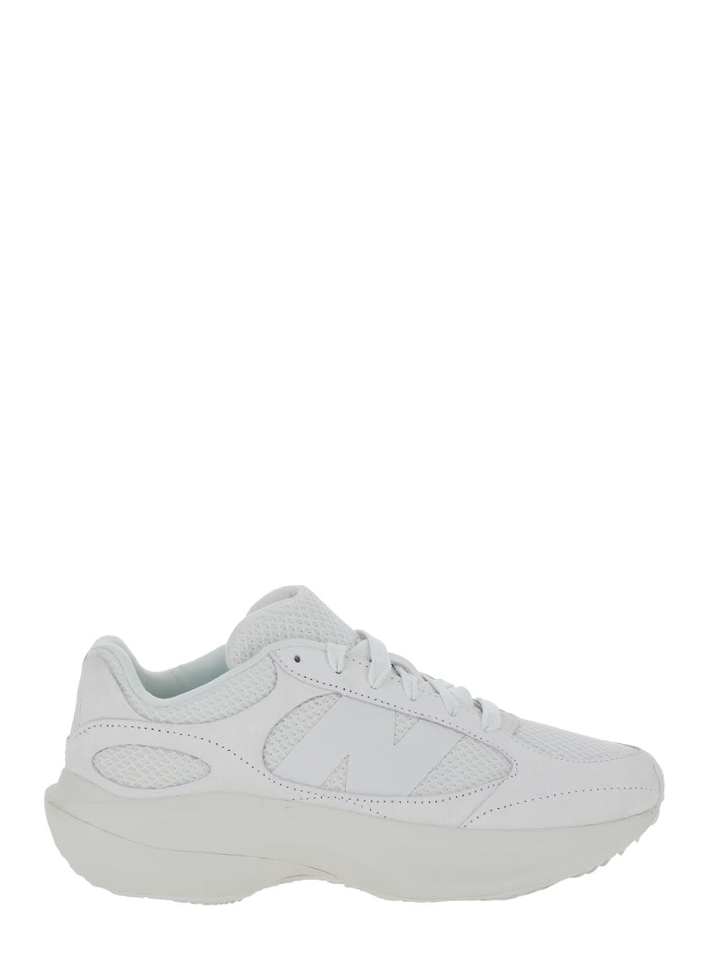 White Low Top Sneakers With Logo Detail In Suede And Tech Fabric Man