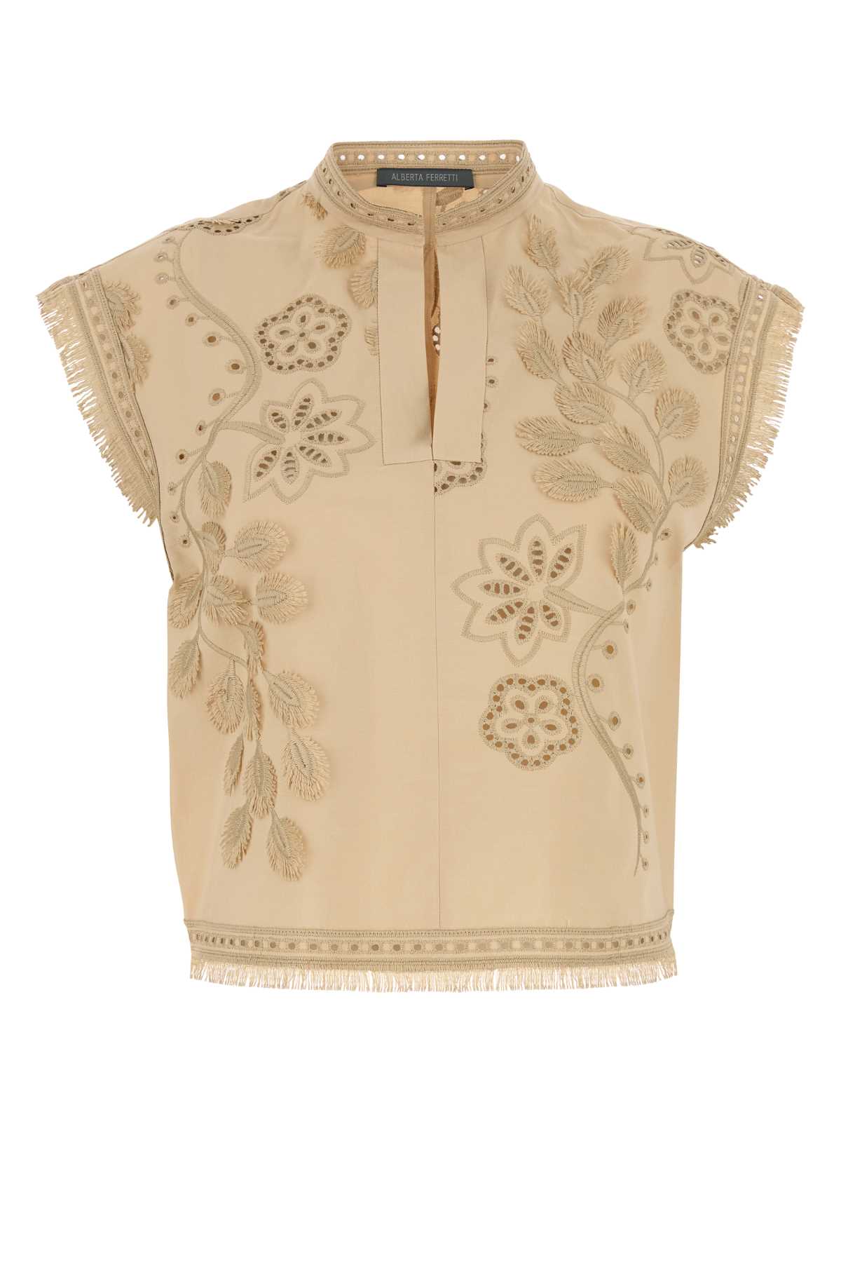 Beige Polyester Blend Top