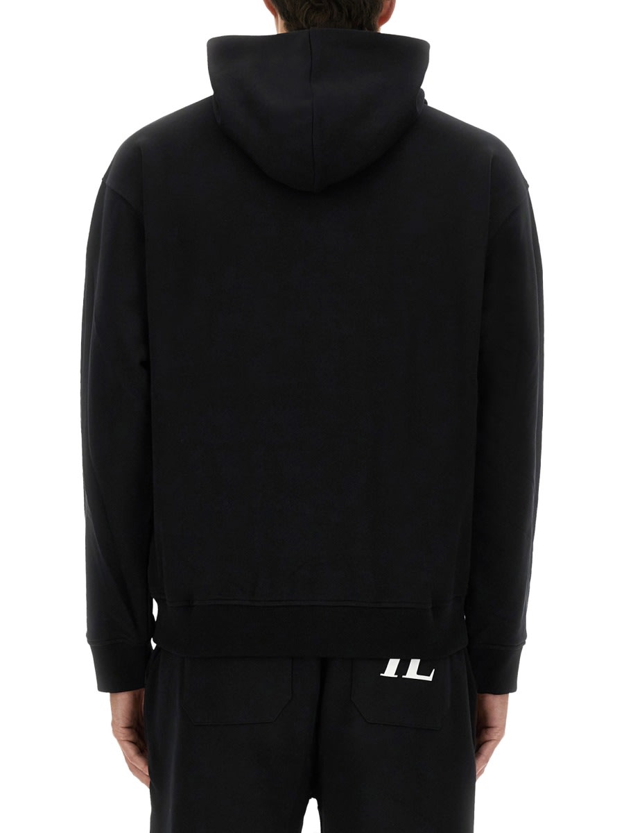 Helmut Lang Embossed Logo Hooded Sweatshirt In Black