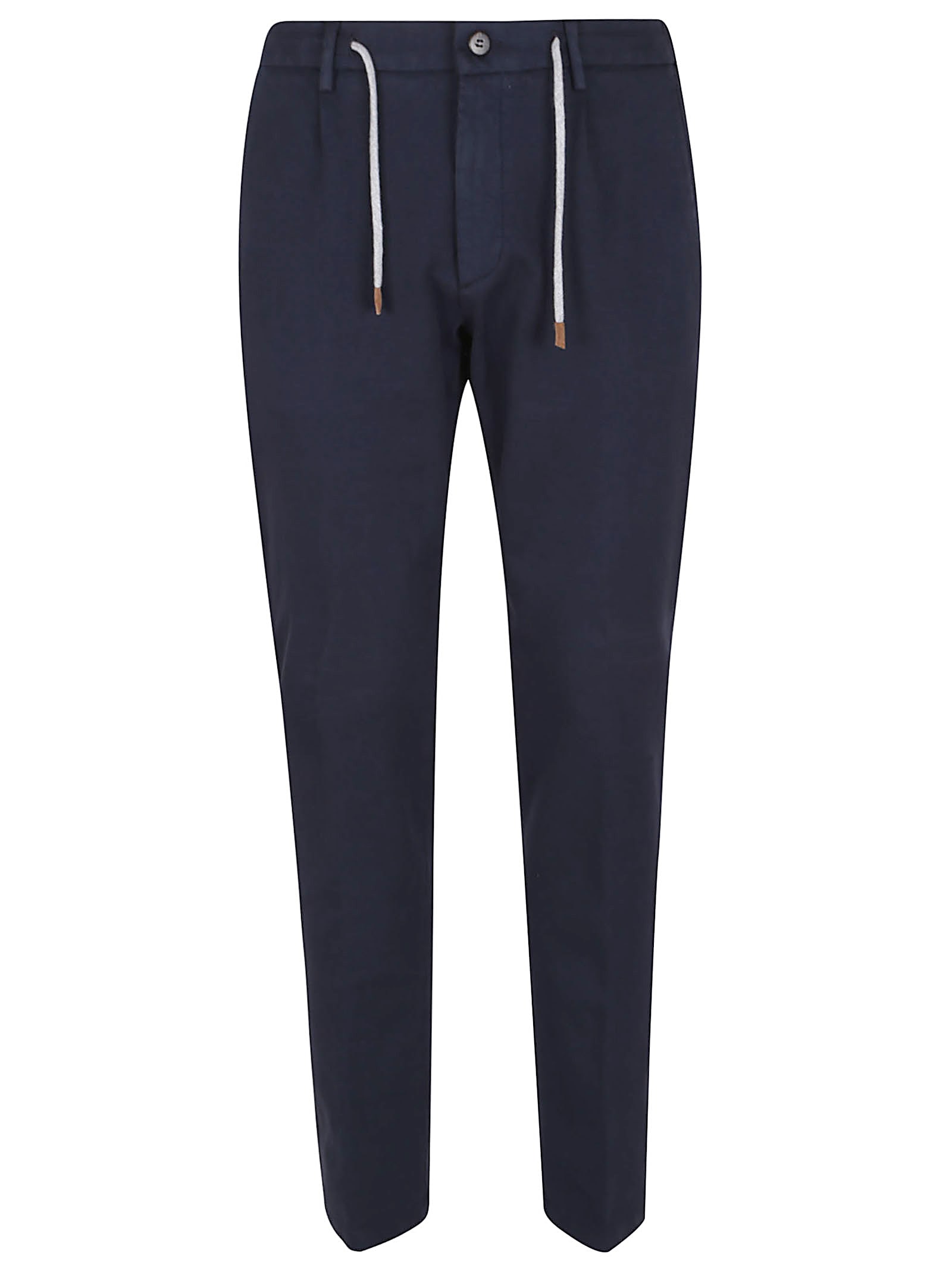 Eleventy Drawstring Waist Tapered Leg Trousers With Back Pockets In Blue