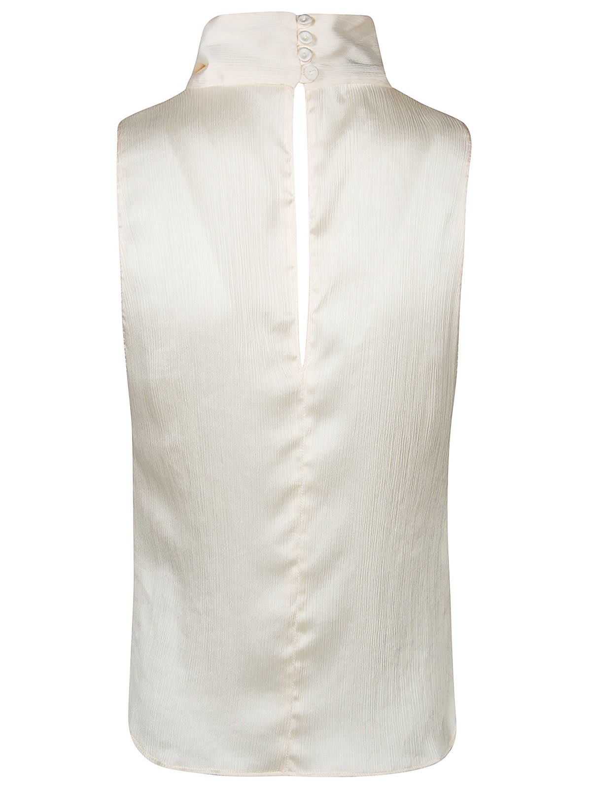 Shop Pinko Crinkle Draped Satin Top In Bianco Giglio