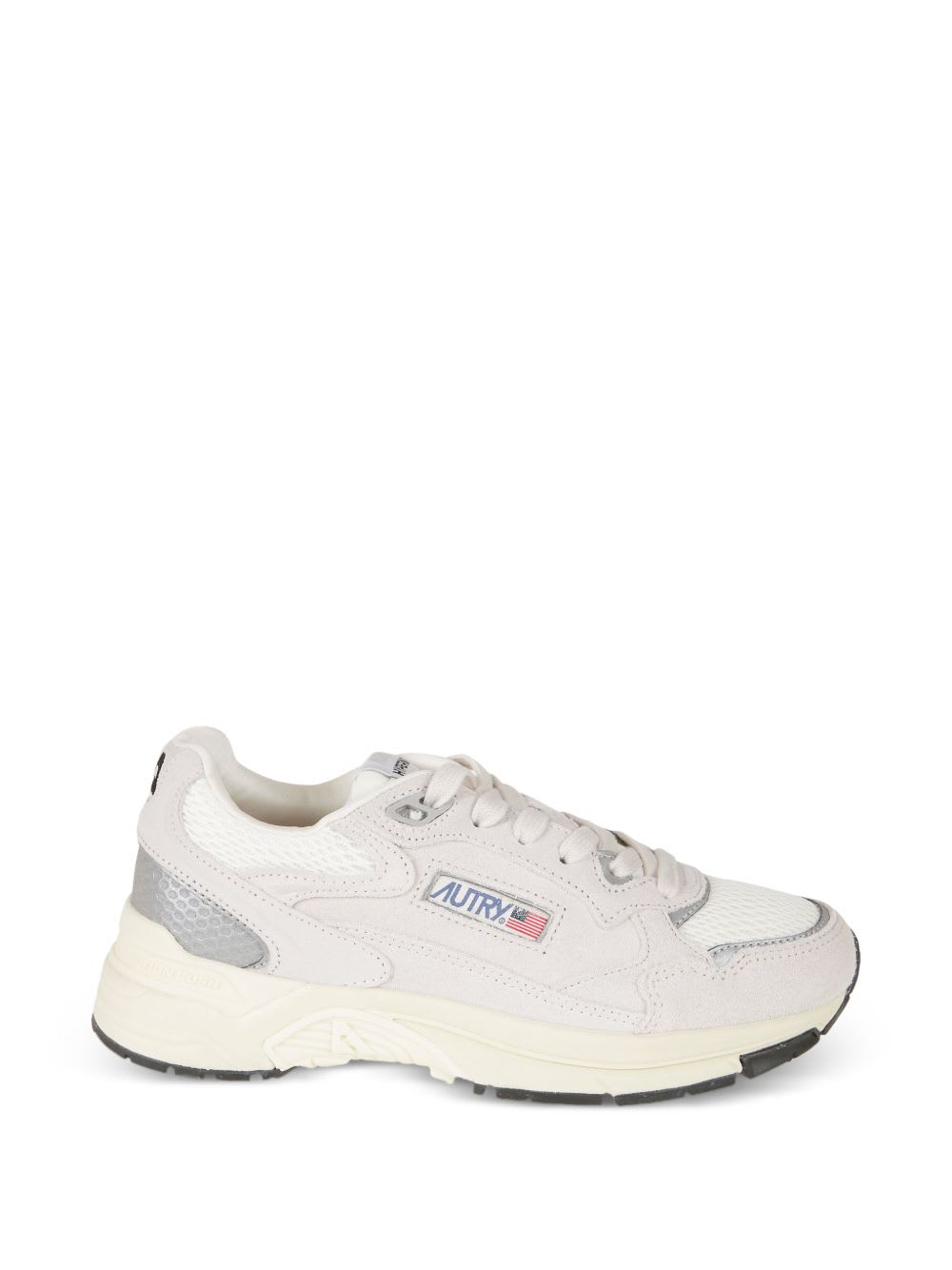 Autry Hyperway Grey Low Top Sneakers With Logo Patch On Side And Tongue In Suede And Mesh Woman In Neutral