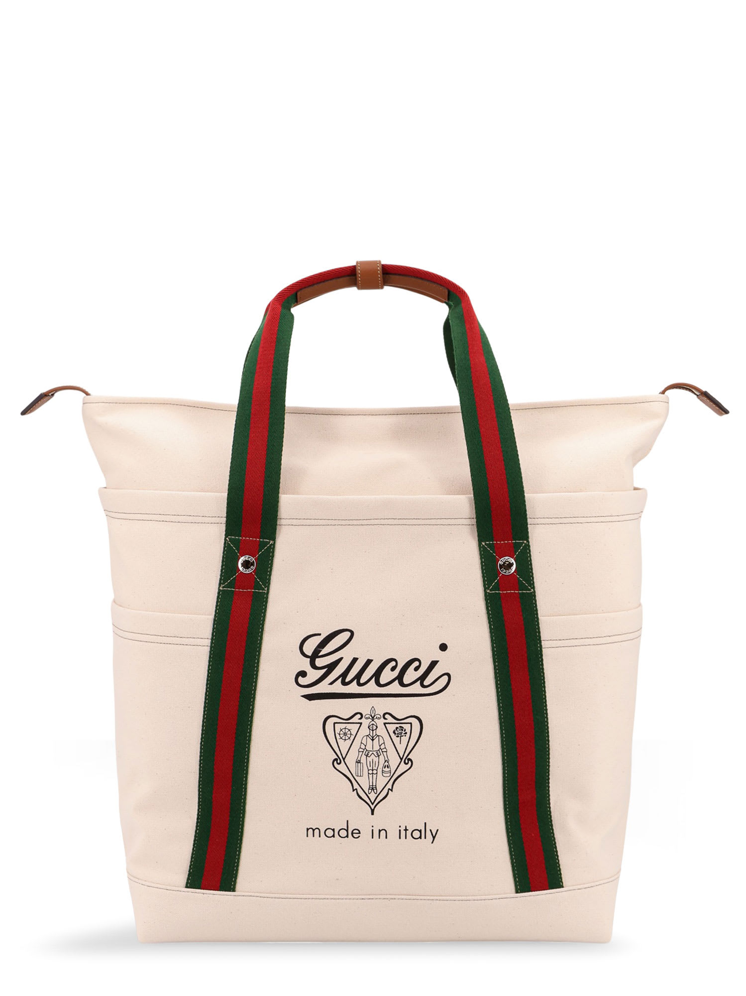 Gucci Canvas Shopping Bag With Web Details