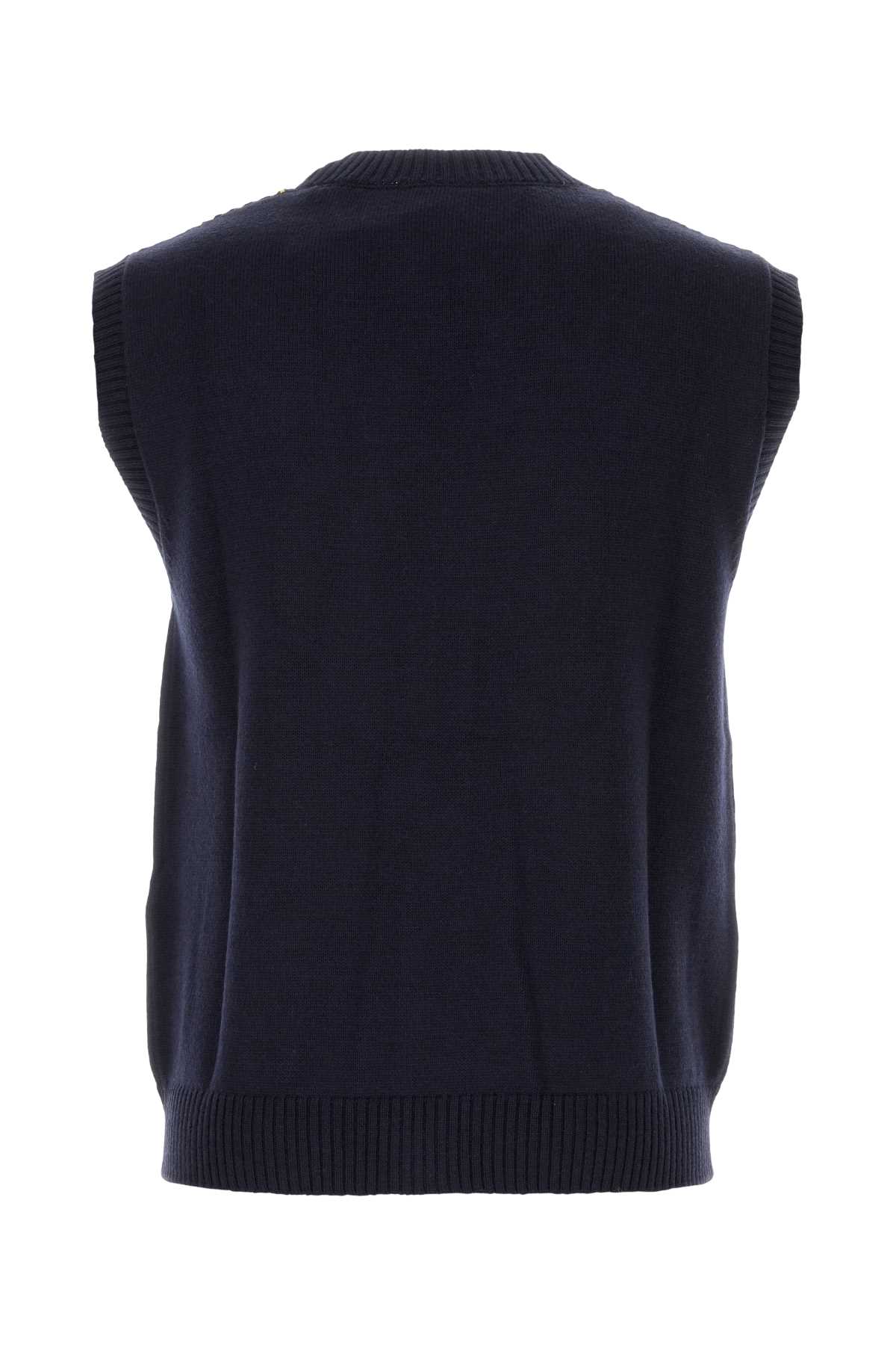 Shop Fendi Navy Blue Wool Vest In Bludark
