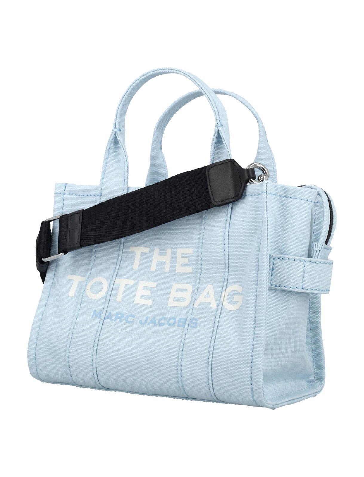 Shop Marc Jacobs Logo Printed Zip-up Small Tote Bag In Cloud Blue