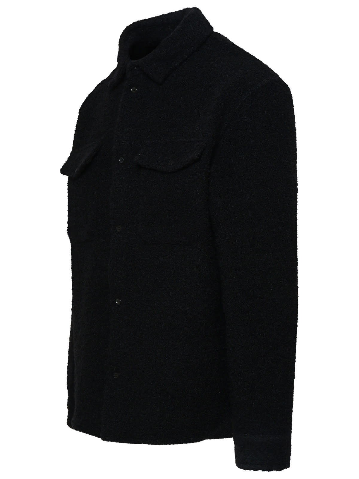 Shop Saint Laurent Black Wool Blend Shirt