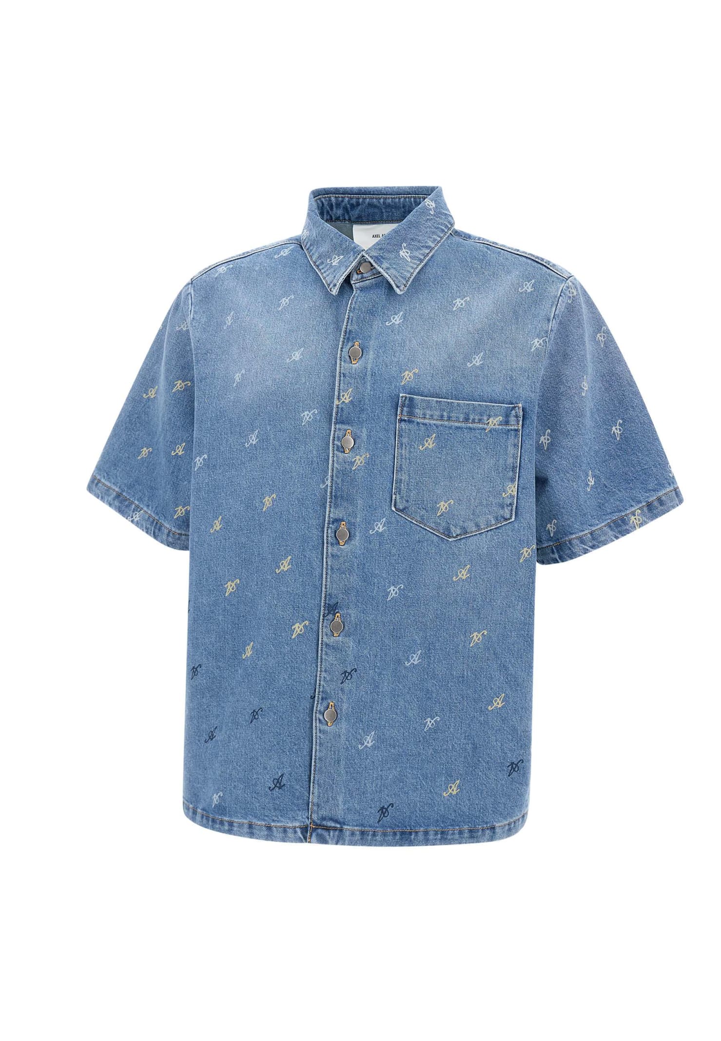 Shop Axel Arigato Milescotton Denim Shirt In Blue
