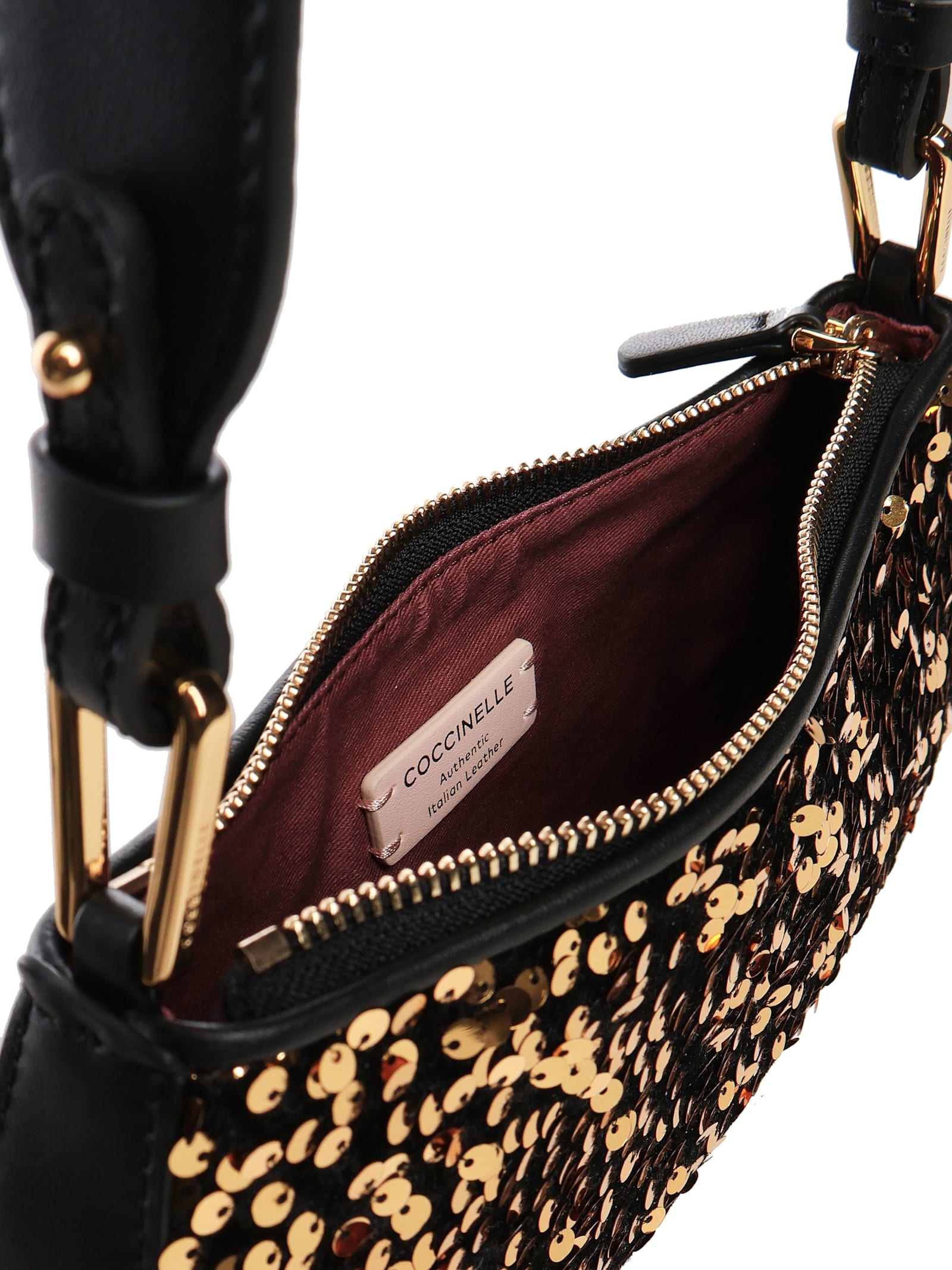 Coccinelle Merveille Paillette Bag In Golden/black