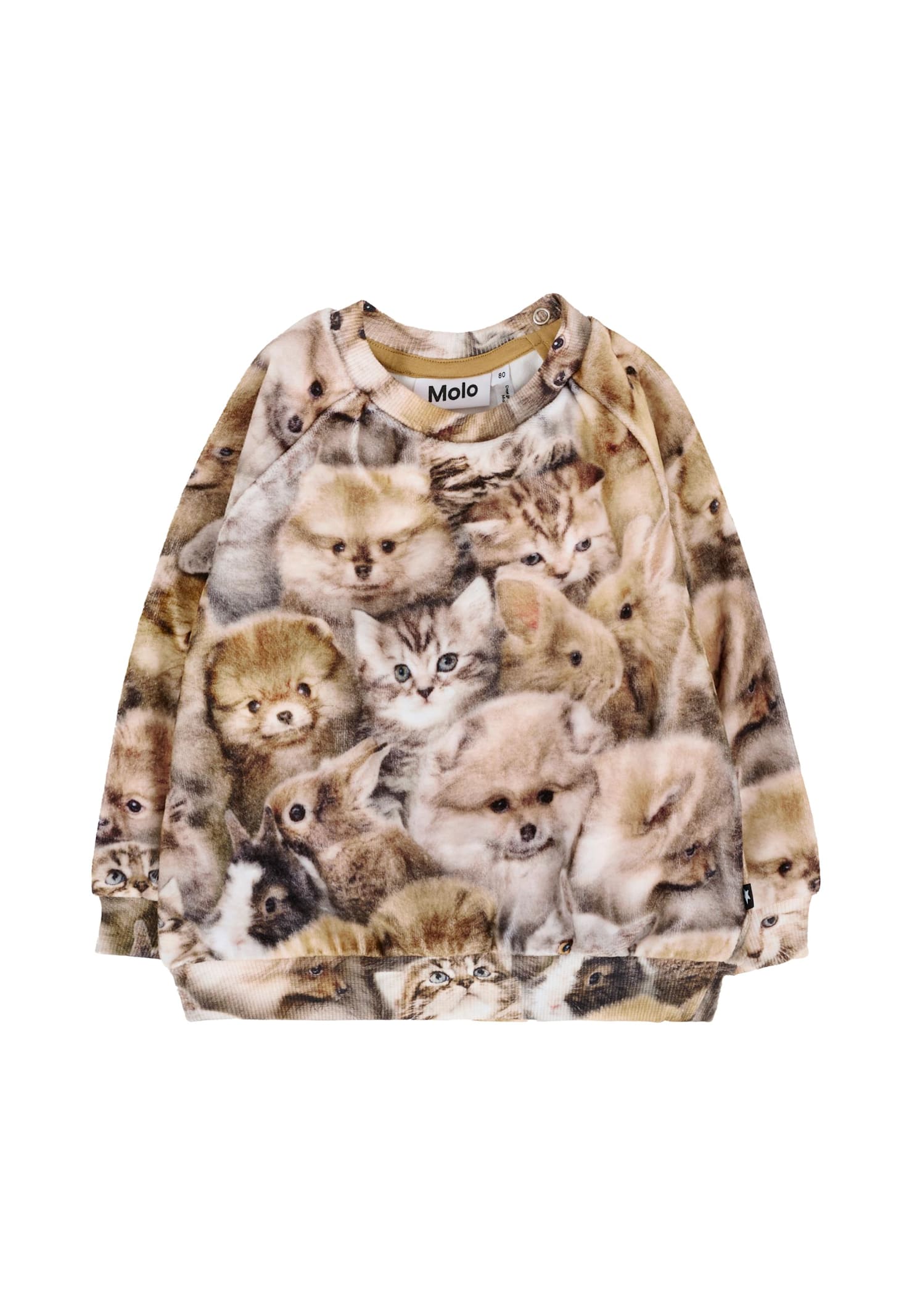 Molo Brown Sweatshirt For Baby Girlwith Animals In Brown