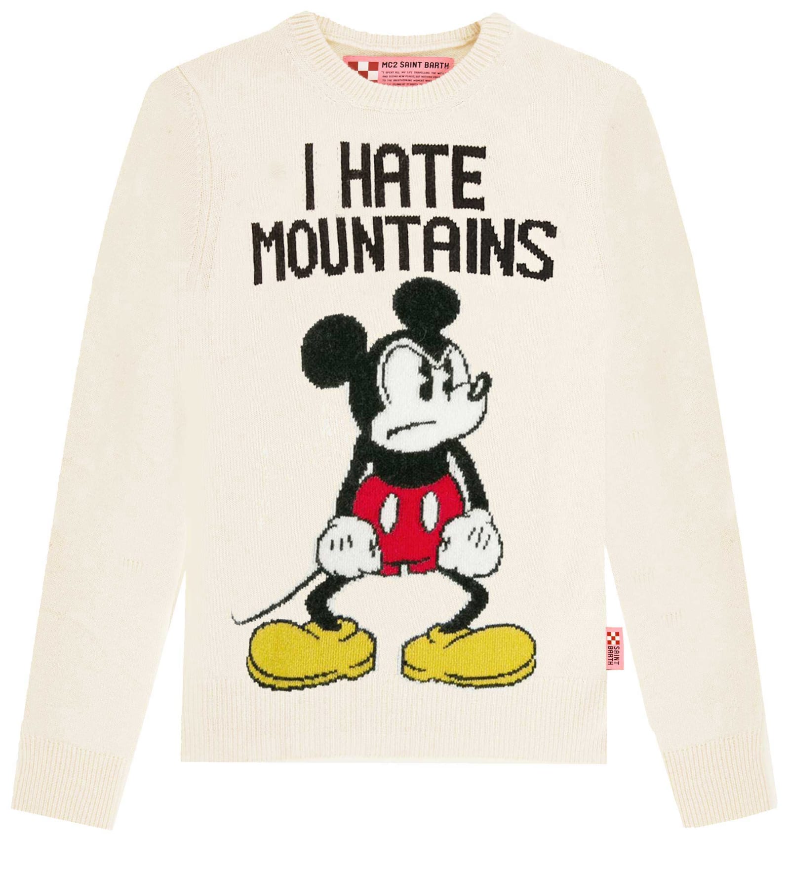MC2 Saint Barth White Woman Sweater Angry Mickey Mouse - Special Edition Disney©