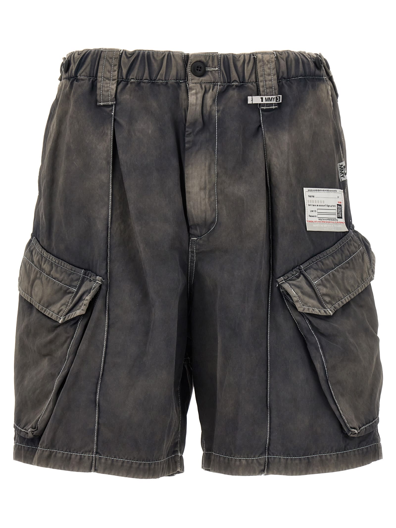 Shop Miharayasuhiro Bleached Bermuda Shorts In Gray