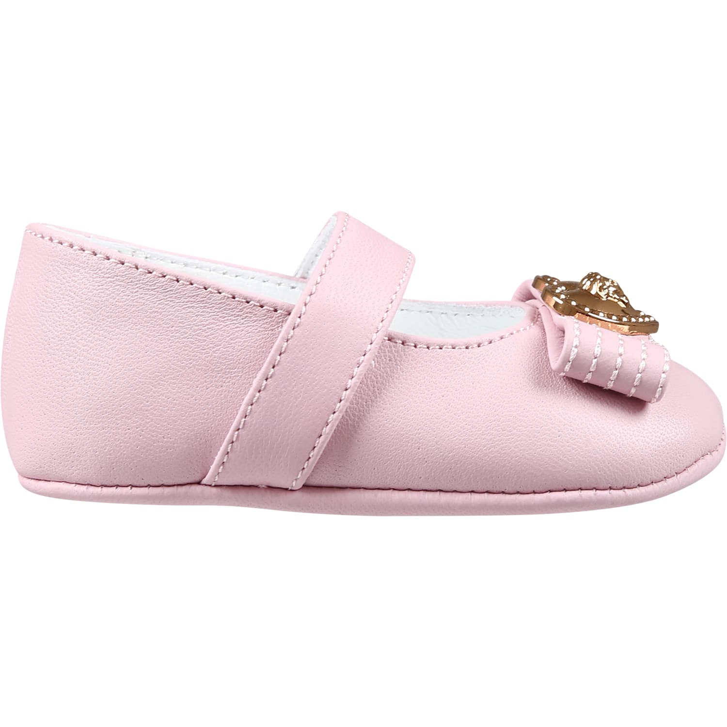 Shop Versace Pink Ballet Flats For Baby Girl With Heart And Medusa
