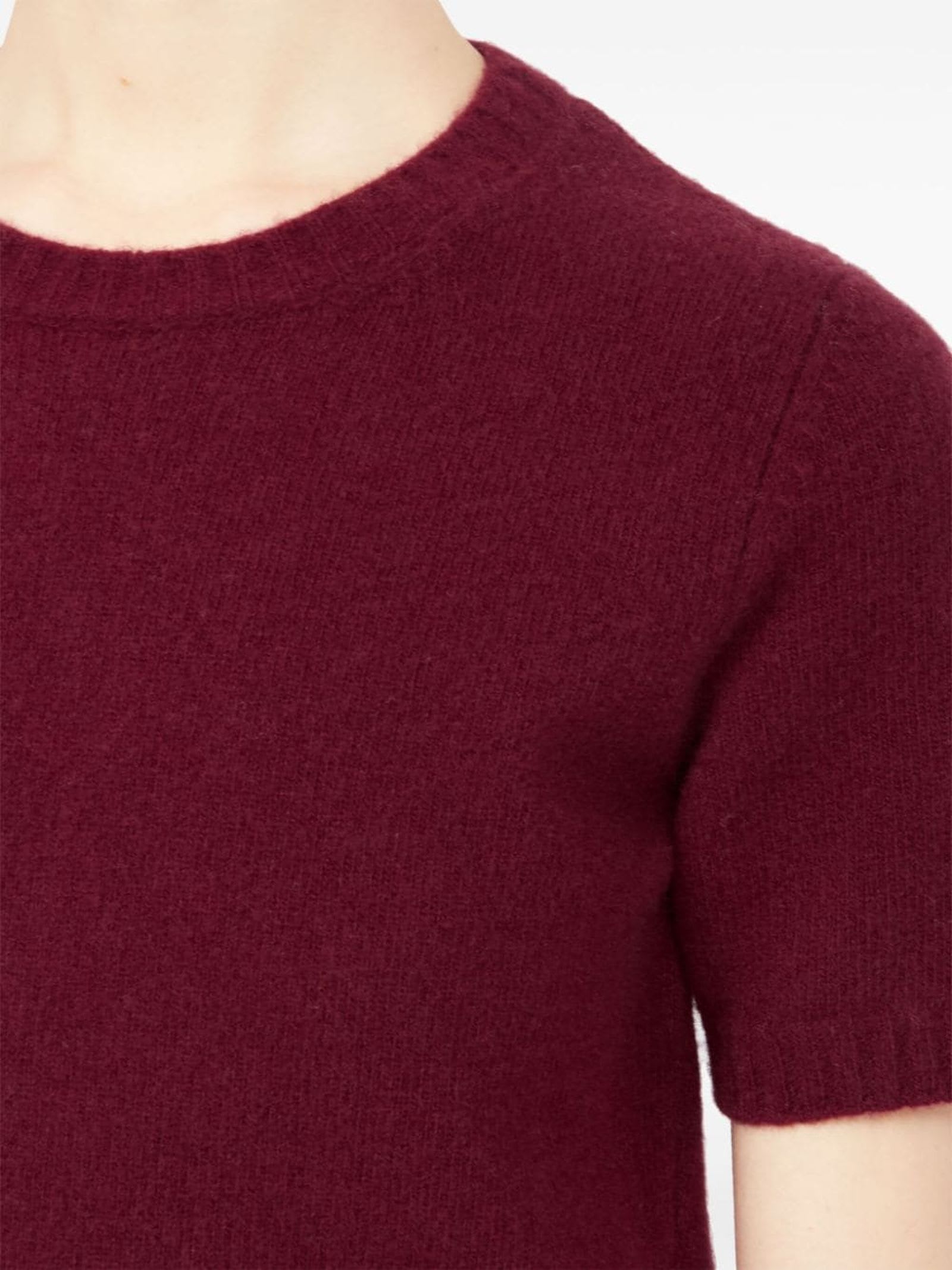 Shop Maison Margiela Bordeaux Red Wool Top