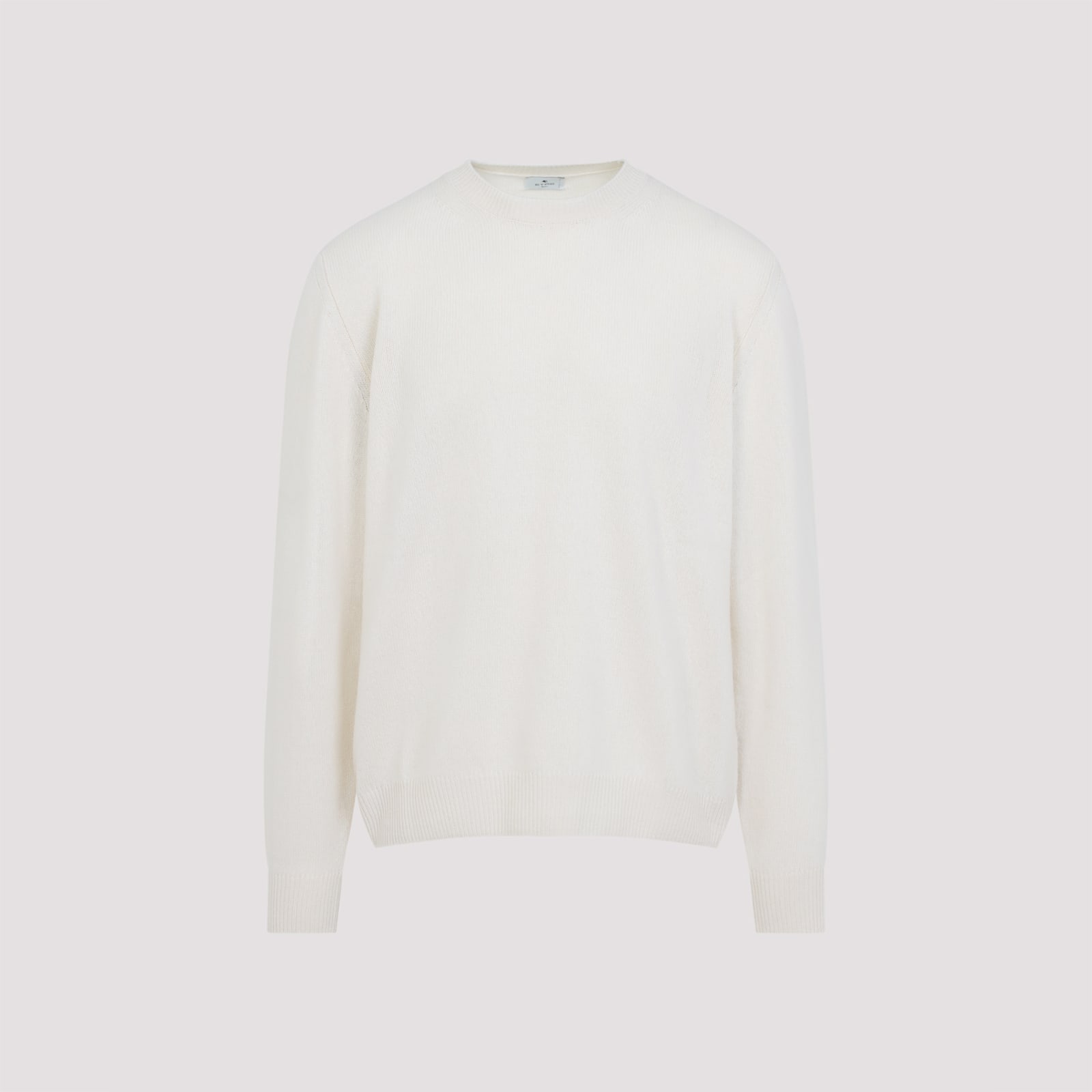 Etro Cashmere Knitted Crewneck Sweater With Long Sleeves In White