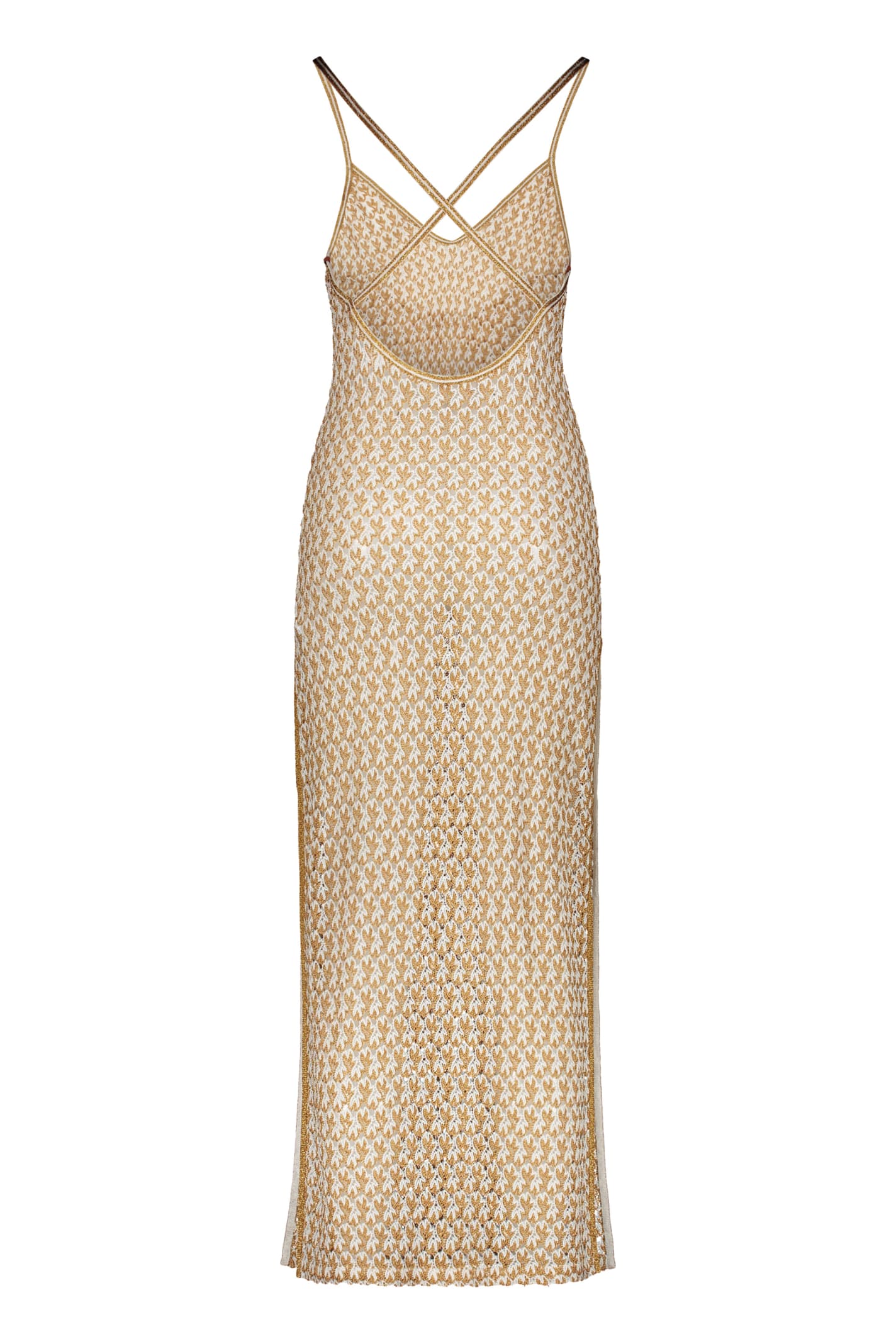Shop Missoni Knitted Cover-up Dress In Gold
