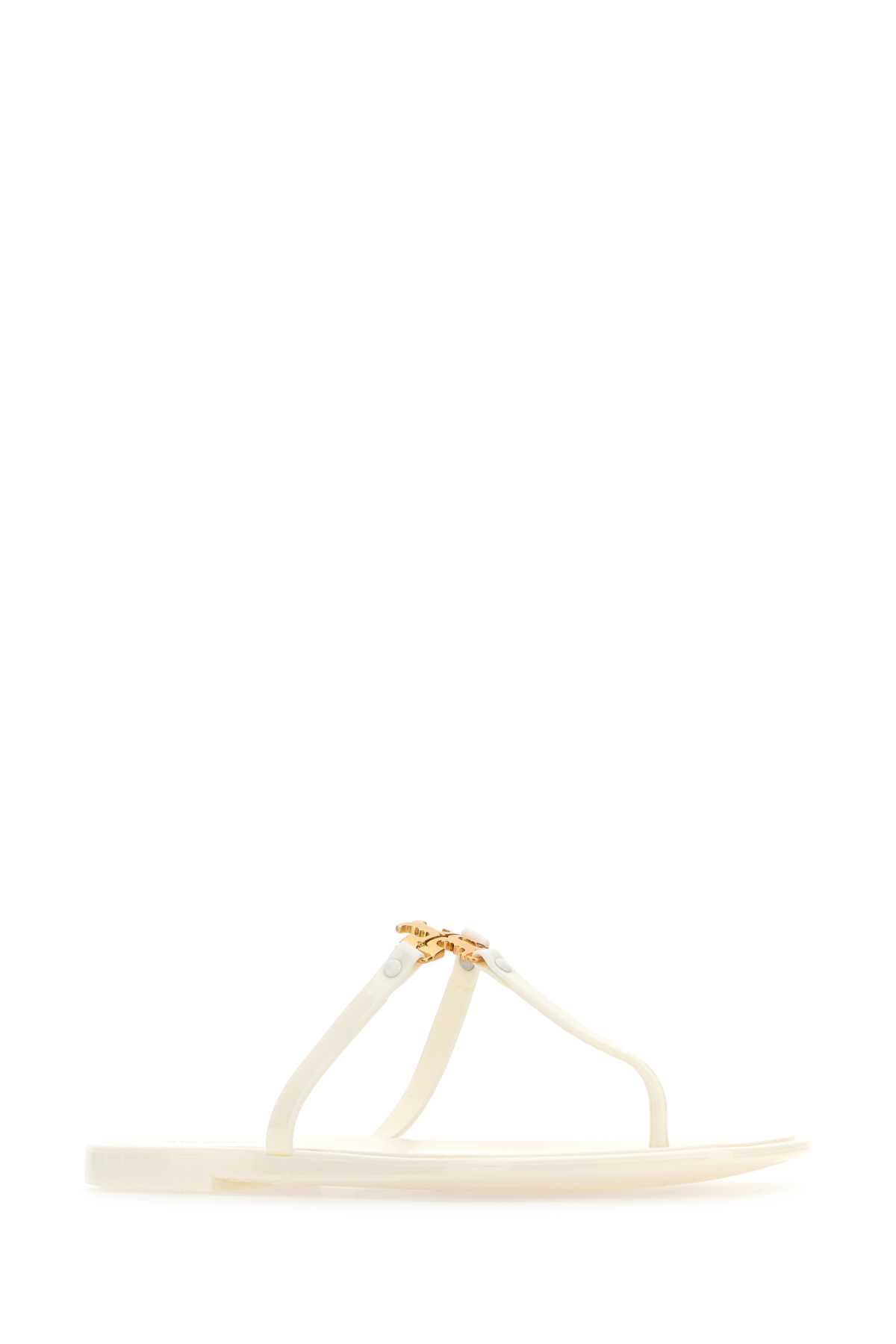 Tory Burch Ivory Rubber Roxanne Thong Slippers In Ivorygold