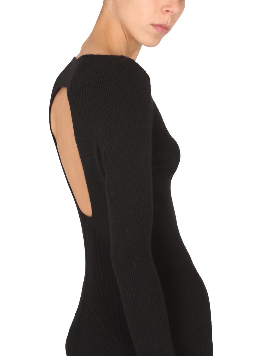 Shop Rick Owens Sweater With Oversized Sleeves And Cut-out In Black