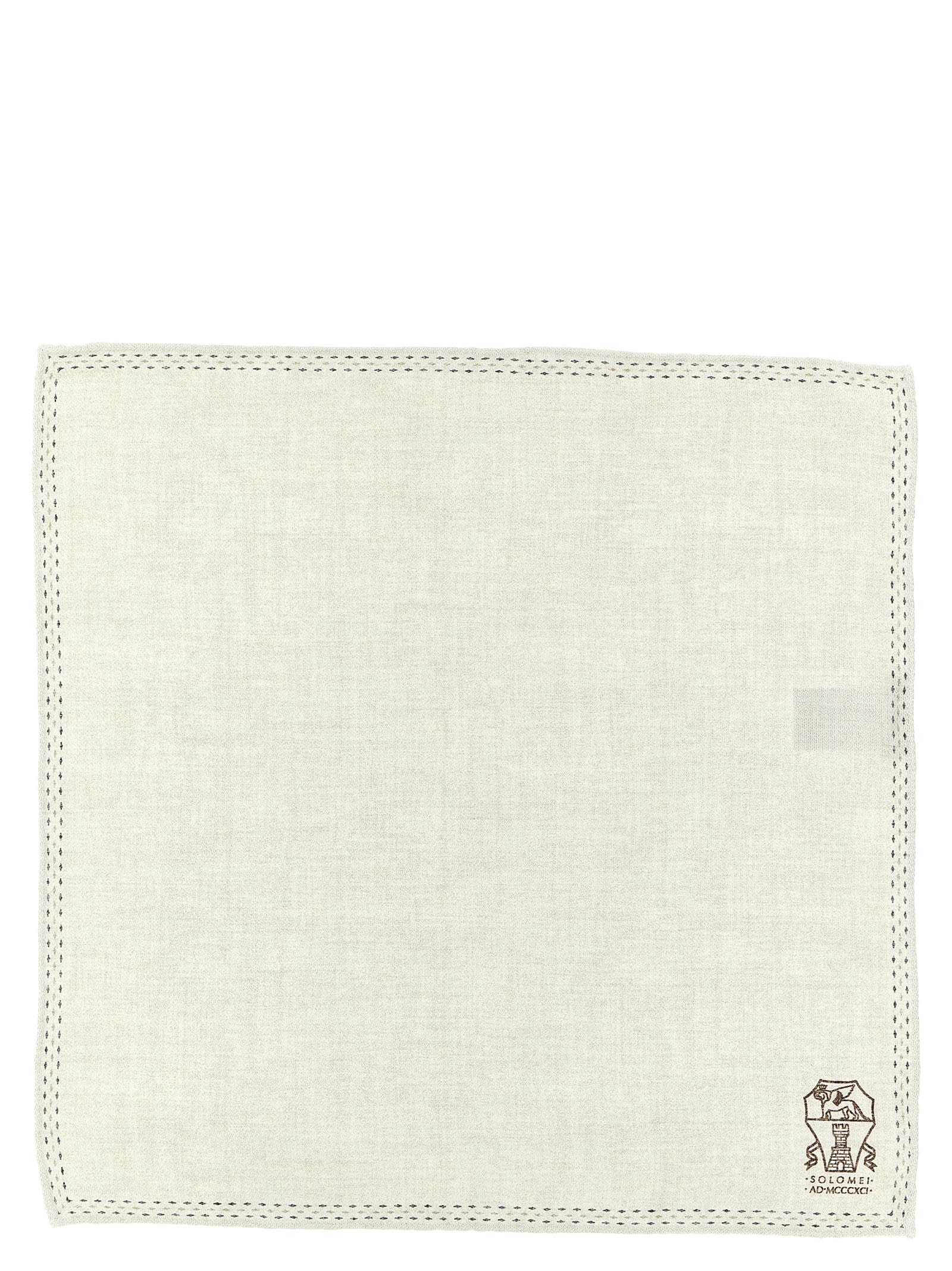 Brunello Cucinelli Logo Pocket Clutch Bag Scarves And Foulards Multicolor In White