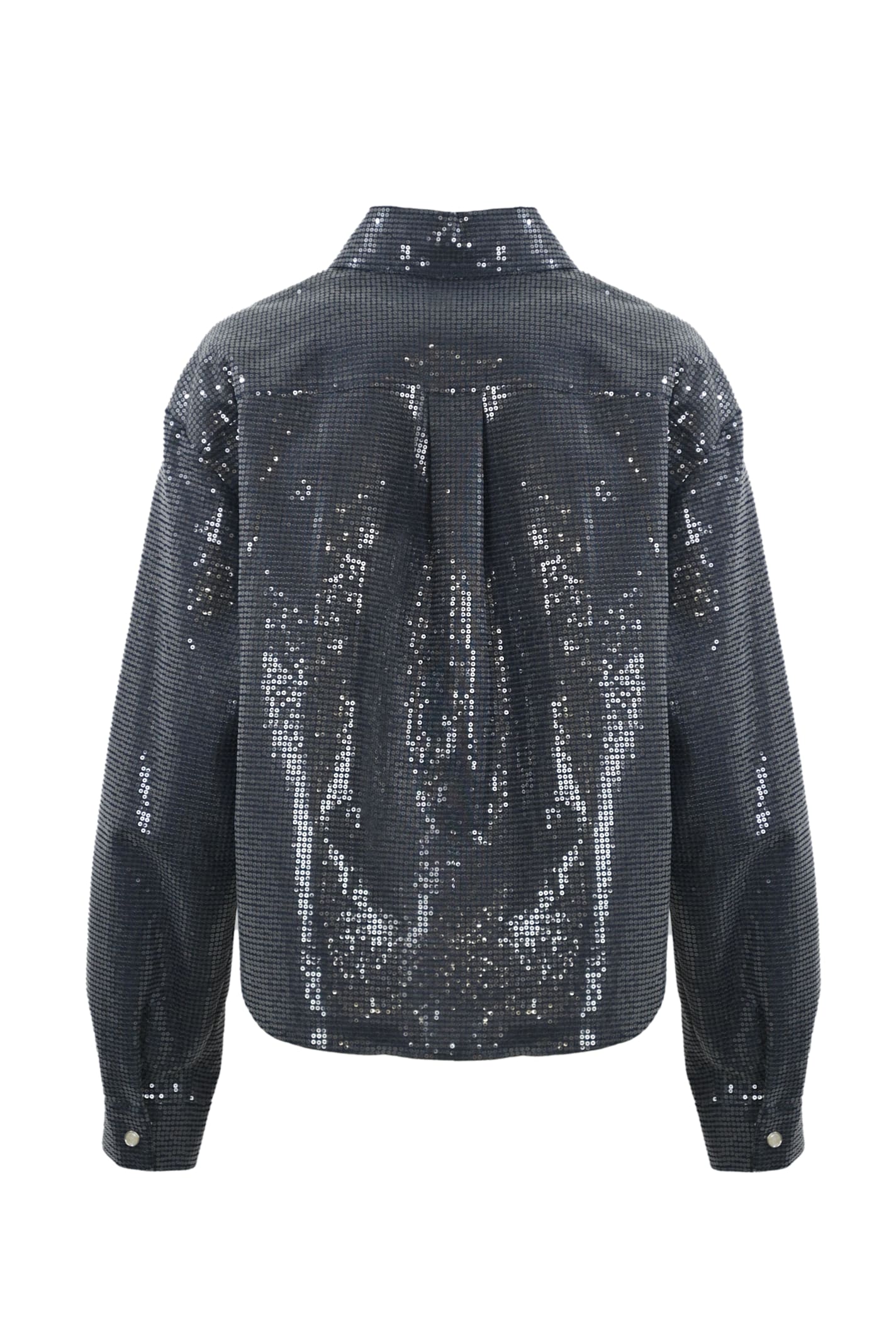 Mvp Wardrobe Zephira Denim Jacket With Sequins In Indaco