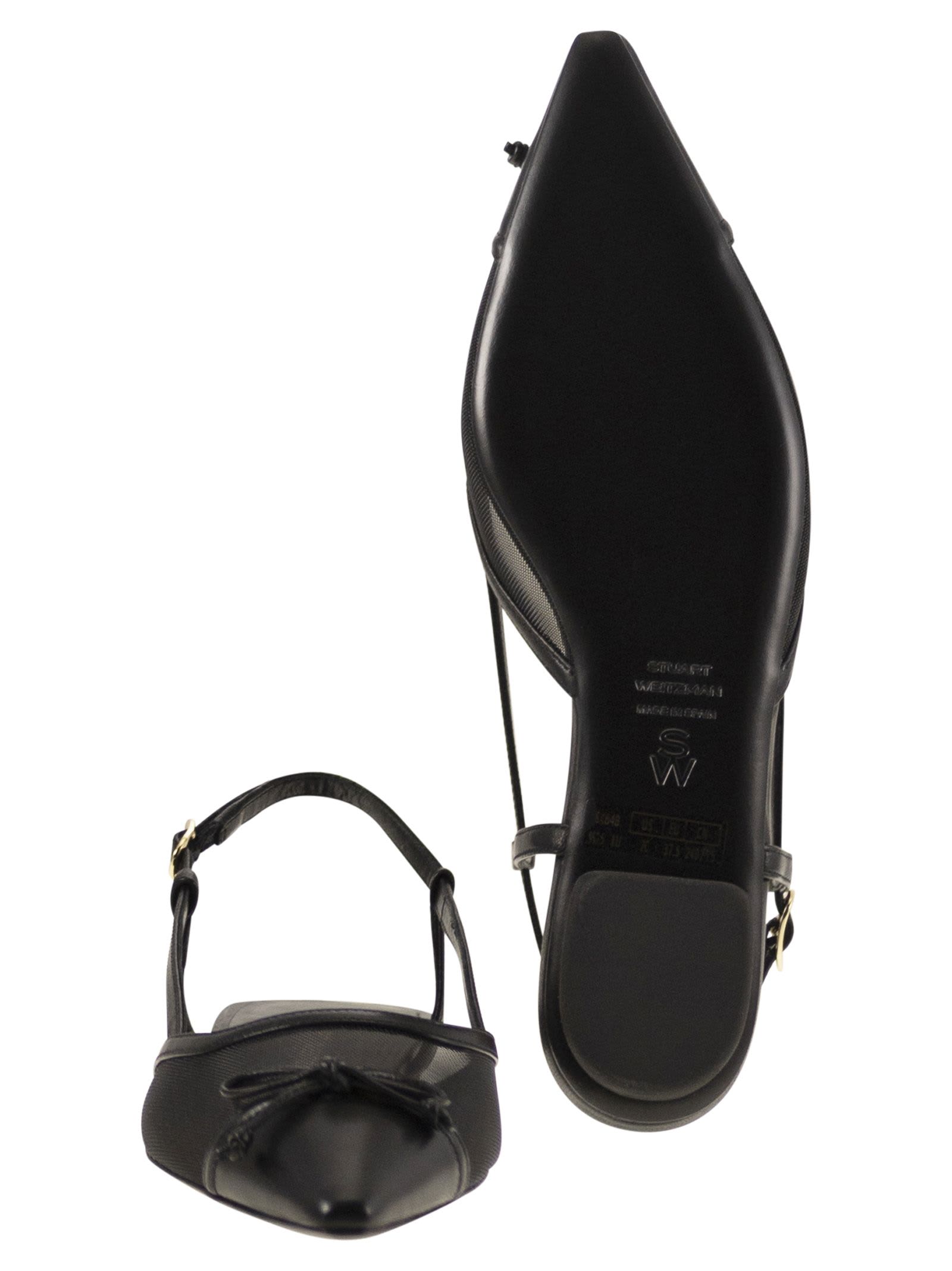 Stuart Weitzman Black Slingback Ballerinas With Pointed Design In Black